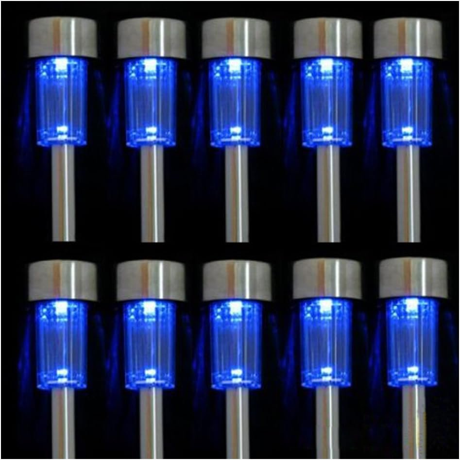 10pcs Blue LED Outdoor Steel Garden Solar Powered Landscape Light Lamp