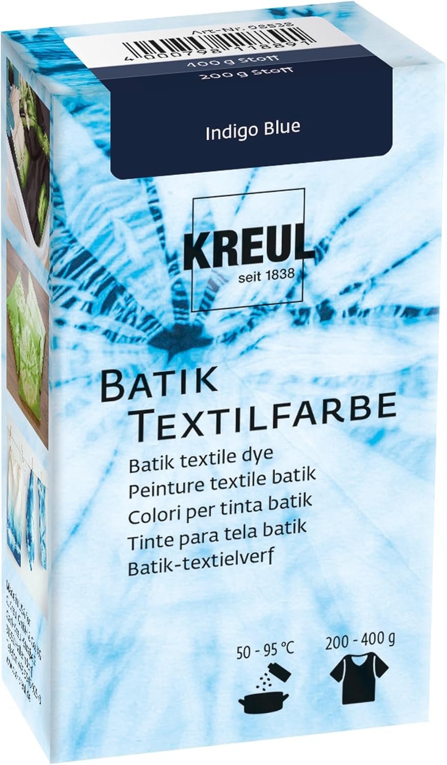 Kreul 98538 - Batik Textile Dye Indigo Blue, 70 g, Colour Powder for Batik and...
