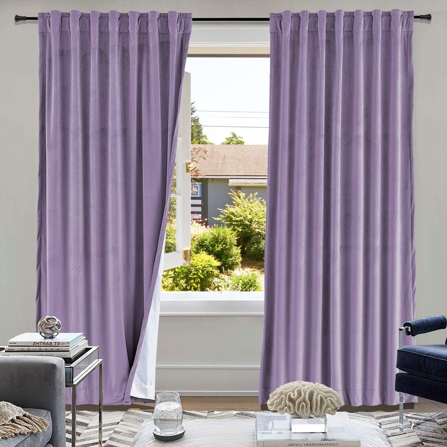 cololeaf Extra Wide and Long Curtains Back Tab/Rod Pocket Velvet Curtains...