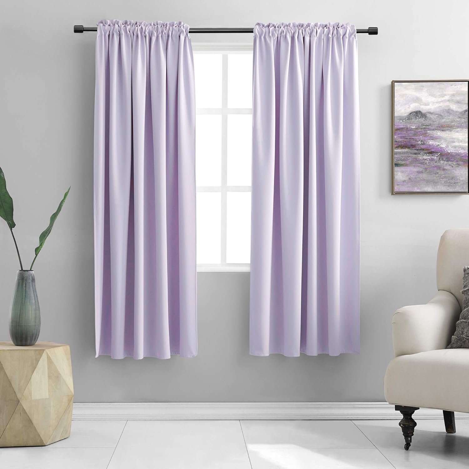 DONREN Violet Light Purple Curtains Room Darkening for Bedroom - Rod Pocket...
