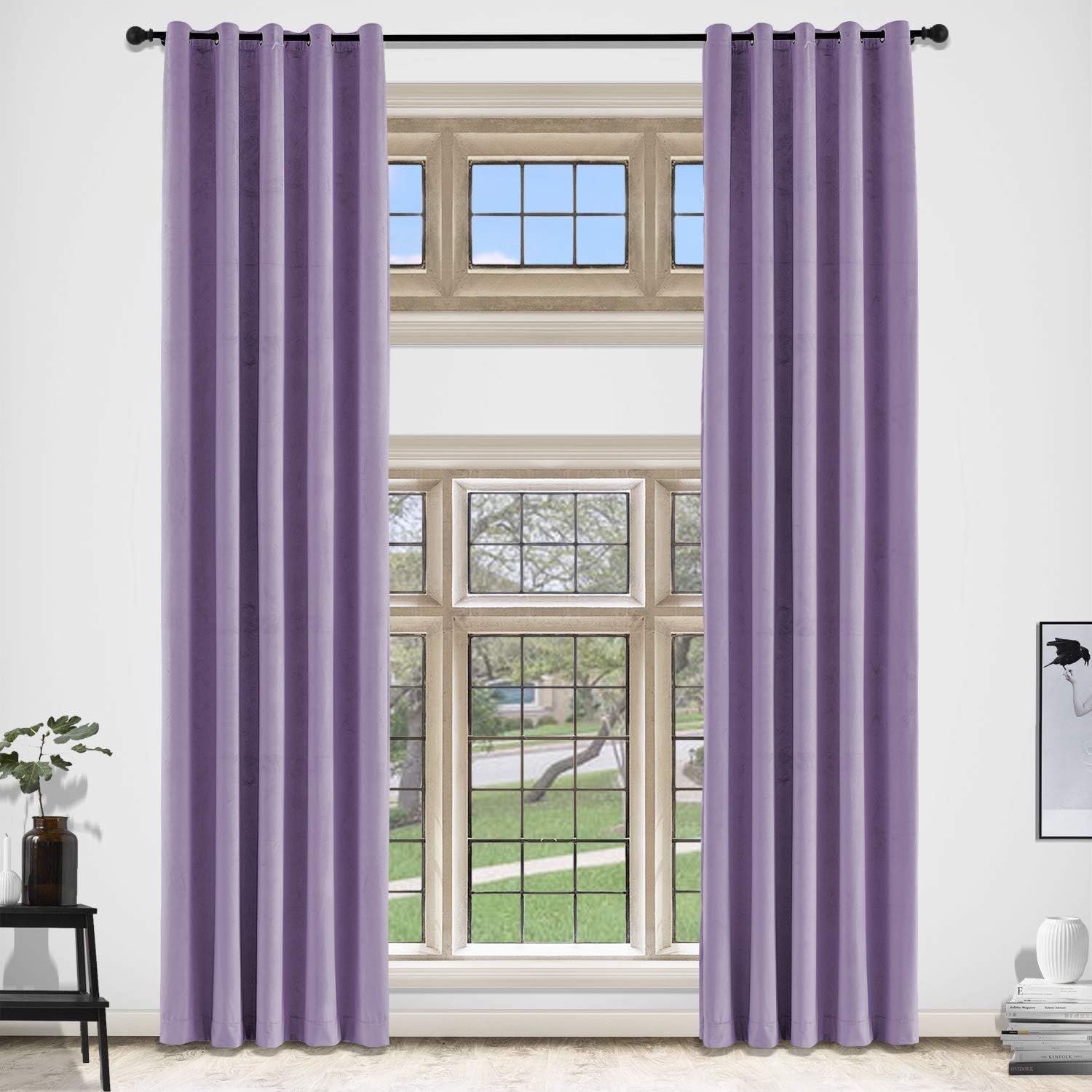 cololeaf Extra Long Velvet Curtains Home Decor Velvet Grommet Curtains for...