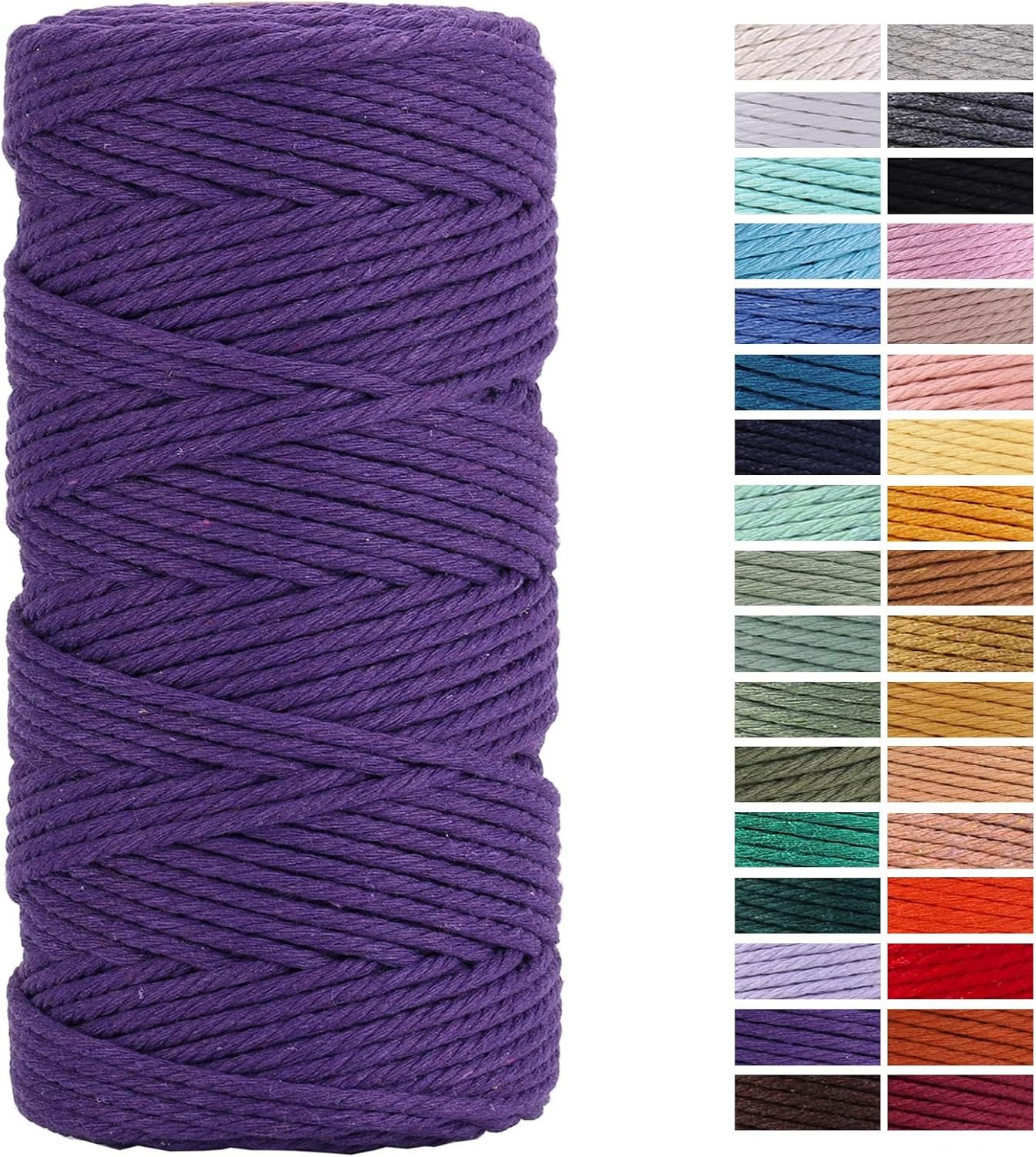 Dark Purple Macrame Cord 3mm x 109Yards,Colored Cotton Rope Craft Cord Colorful...