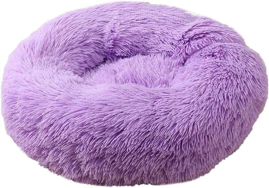 Calming Faux Fur Dog Beds Calming Donut Cuddler Dog Bed Washable Round Cat Bed...
