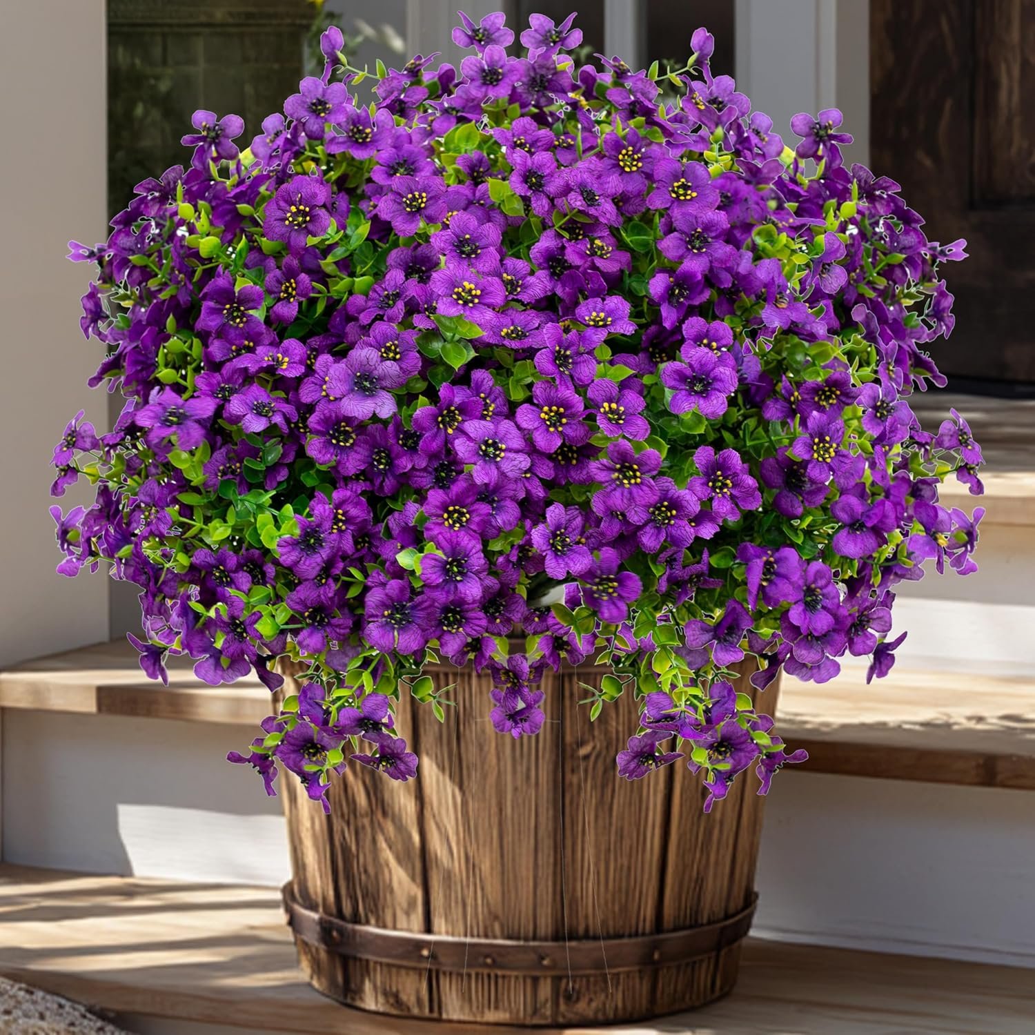 AXYLEX Artificial Flowers for Outdoors, 16 Bundles Fake Plants (Purple) | UV...