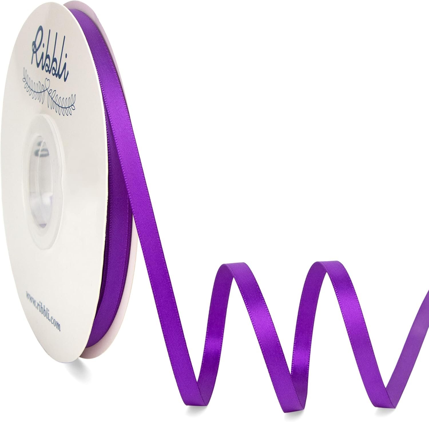 Ribbli Purple Satin Ribbon,Double Faced Satin 1/4 inch x Continuous 50...