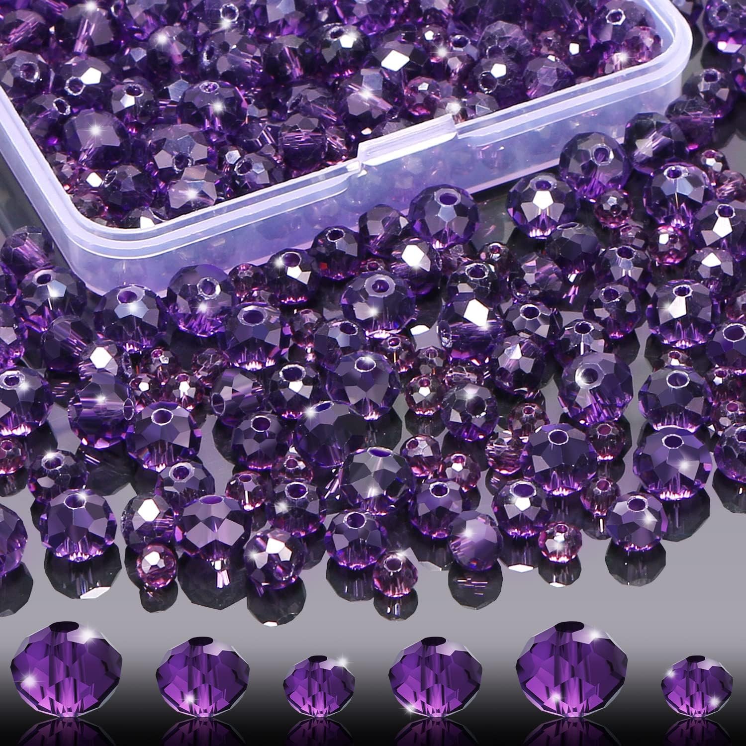 560 Pcs Faceted Rondelle Crystal Beads, Crystal Spacer Beads for DIY Craft...