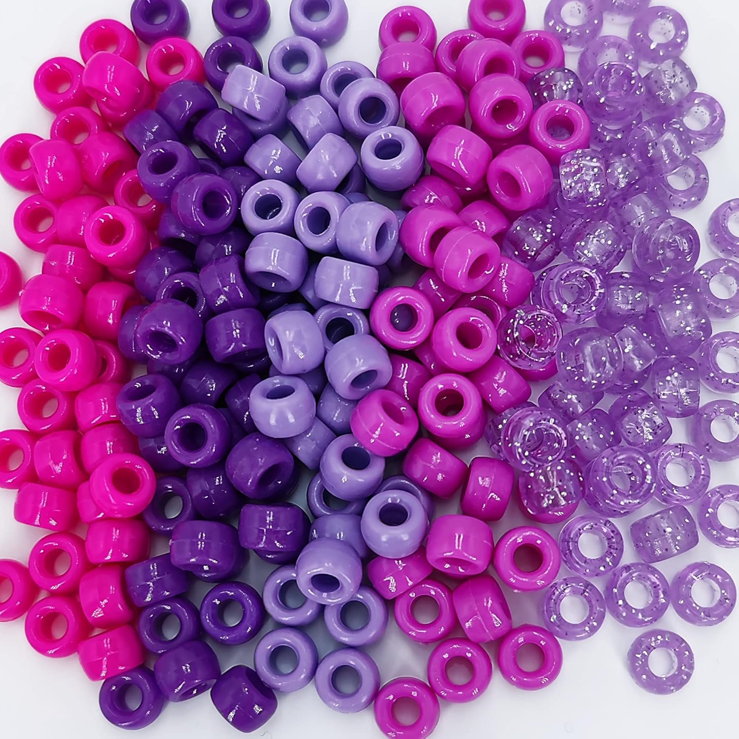 MIIIM 1000PCS 6x9mm Pony Beads Bulk, 5 Styles Purple for Bracelets Making Kit,...