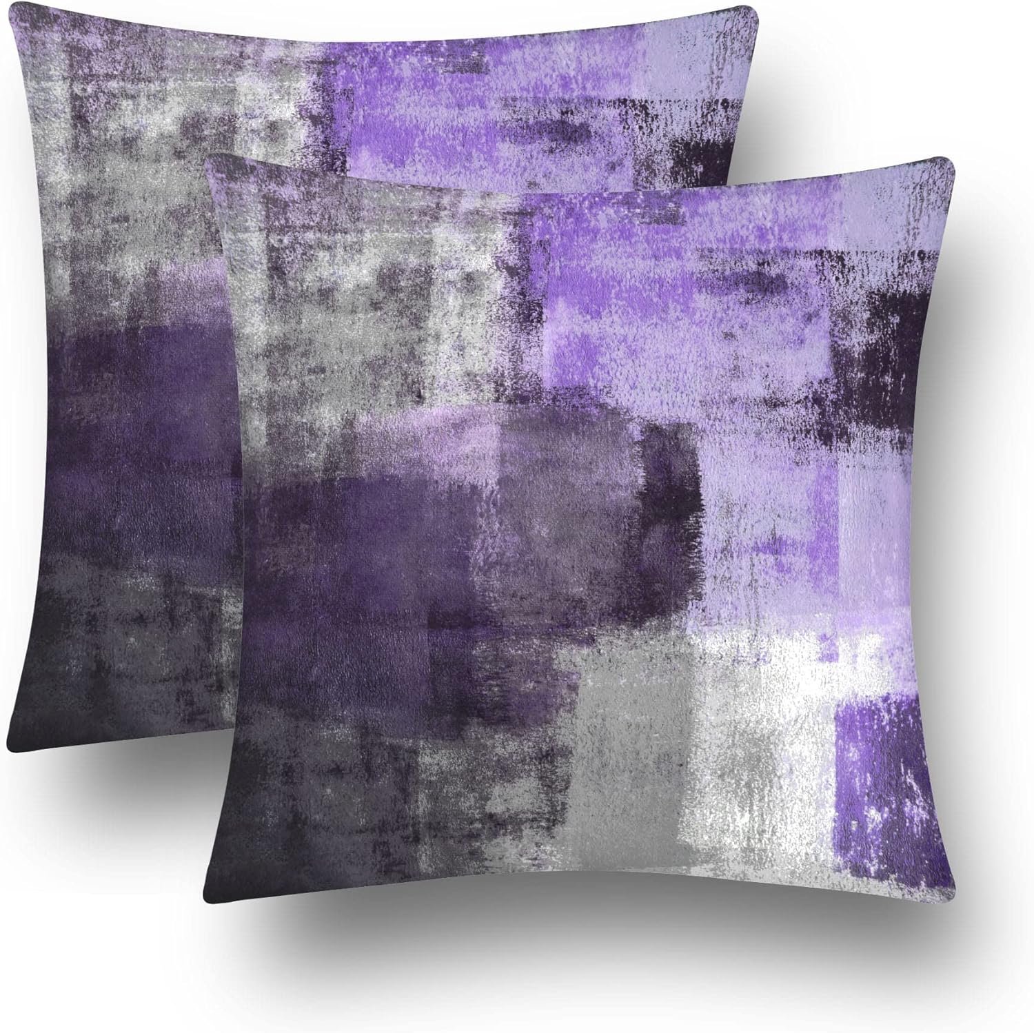 chiinvent Purple Velvet Abstract Pillow Covers Set of 2 Modern Accent Violet...