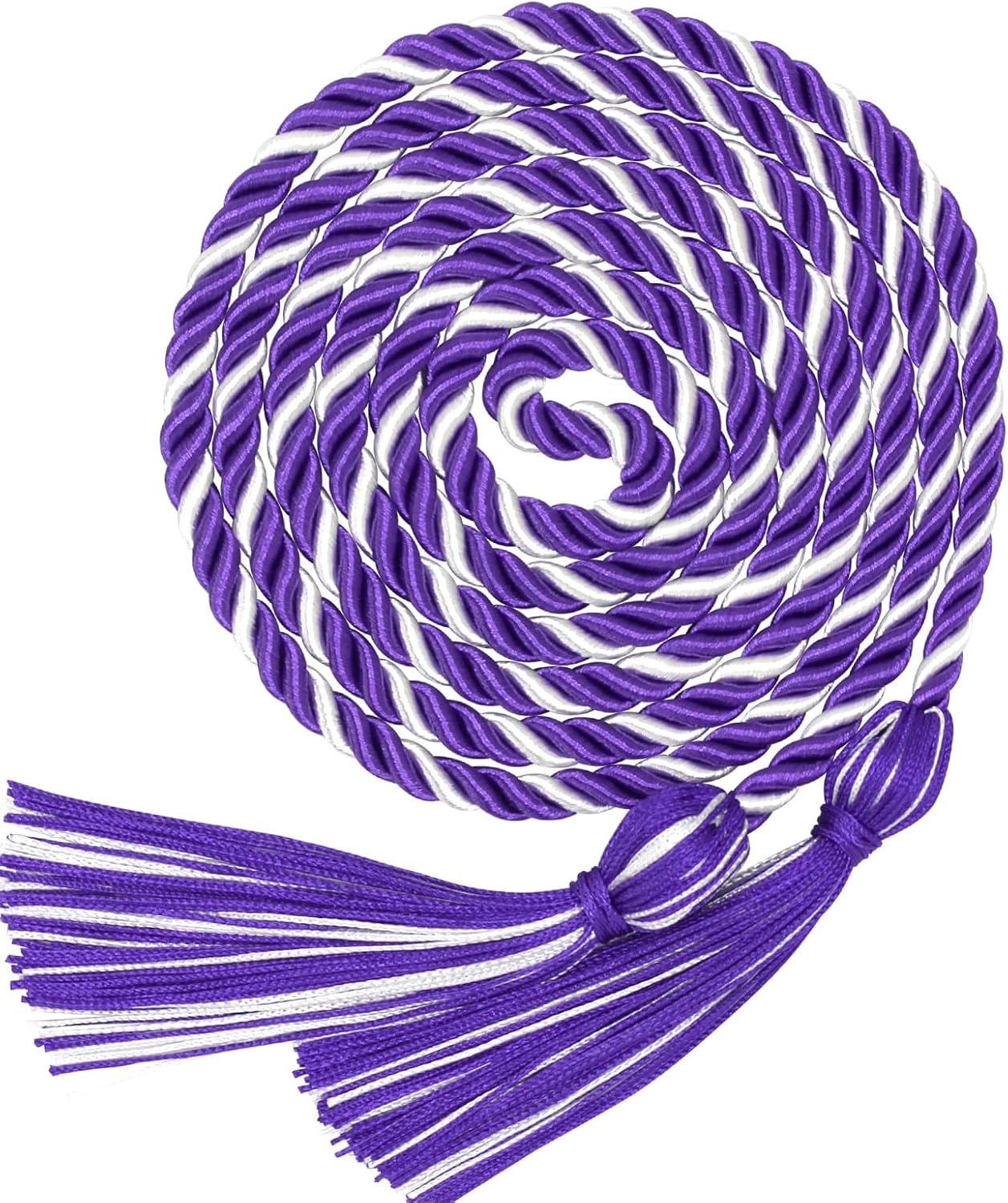 Graduation Honor Cord Purple and White Yarn Honor Cord with Tassel 67" Long for...