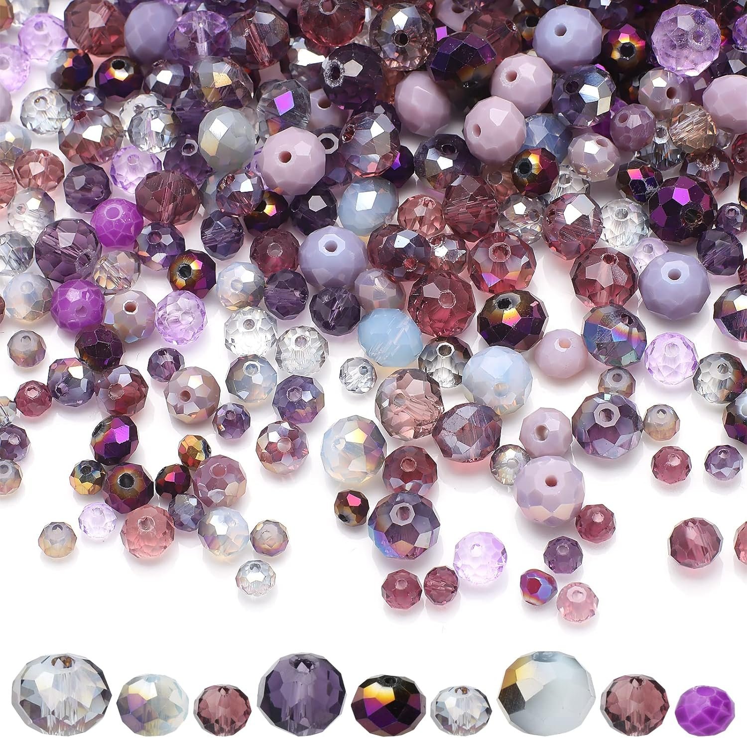 1000pcs 4/6/8mm Purple Color Briolette Crystal Glass Beads for Jewelry Making...