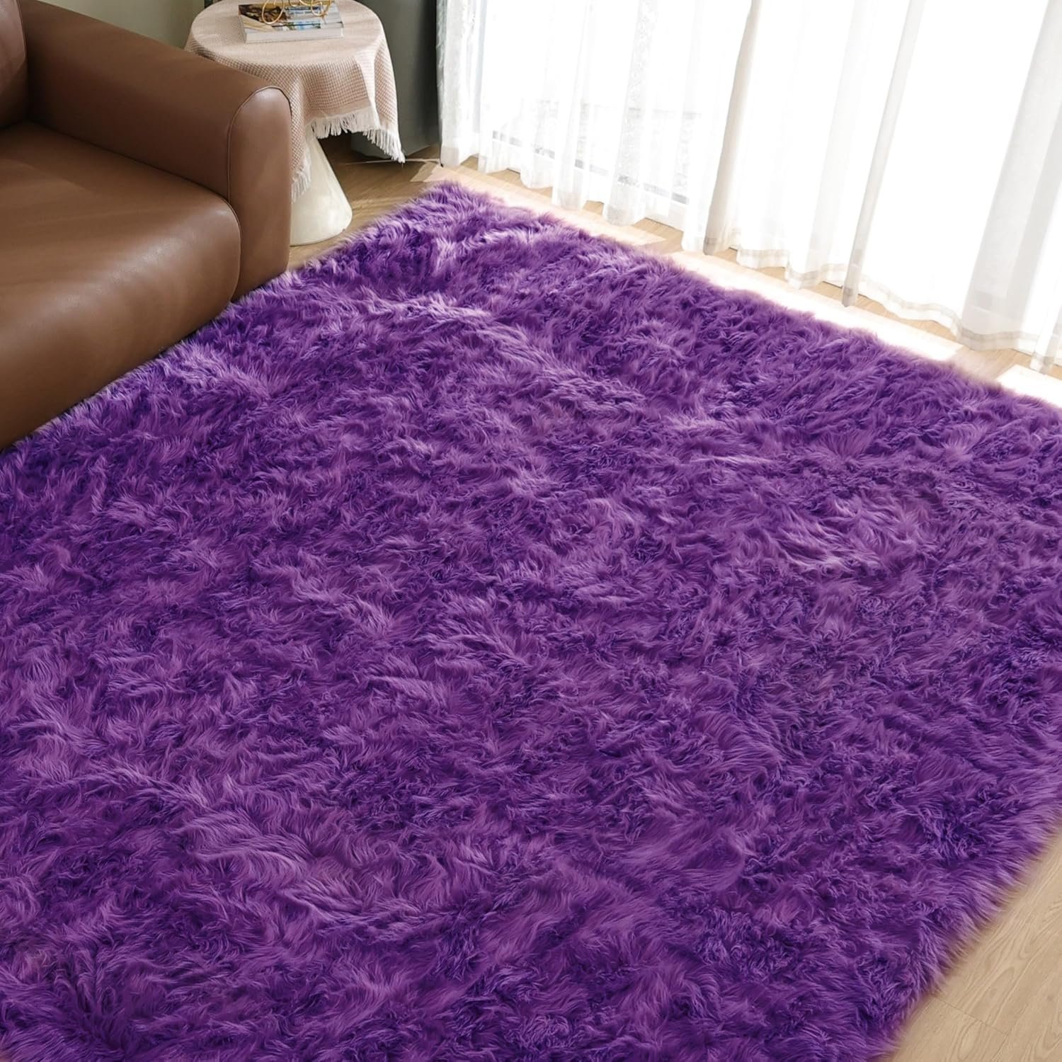Goolela Purple Area Rug 9x12 Fluffy Fuzzy Furry Carpet for Bedroom Living Room...