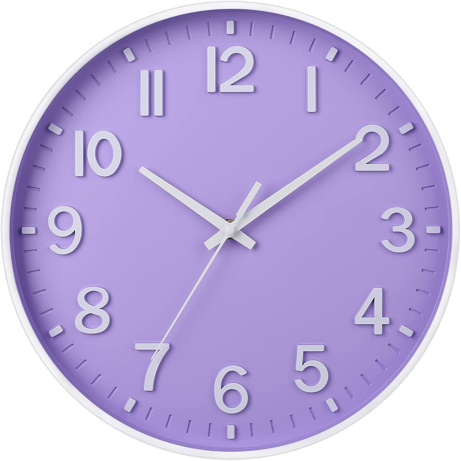 HZDHCLH Purple Wall Clocks Battery Operated,12 inch Silent Non Ticking Modern...