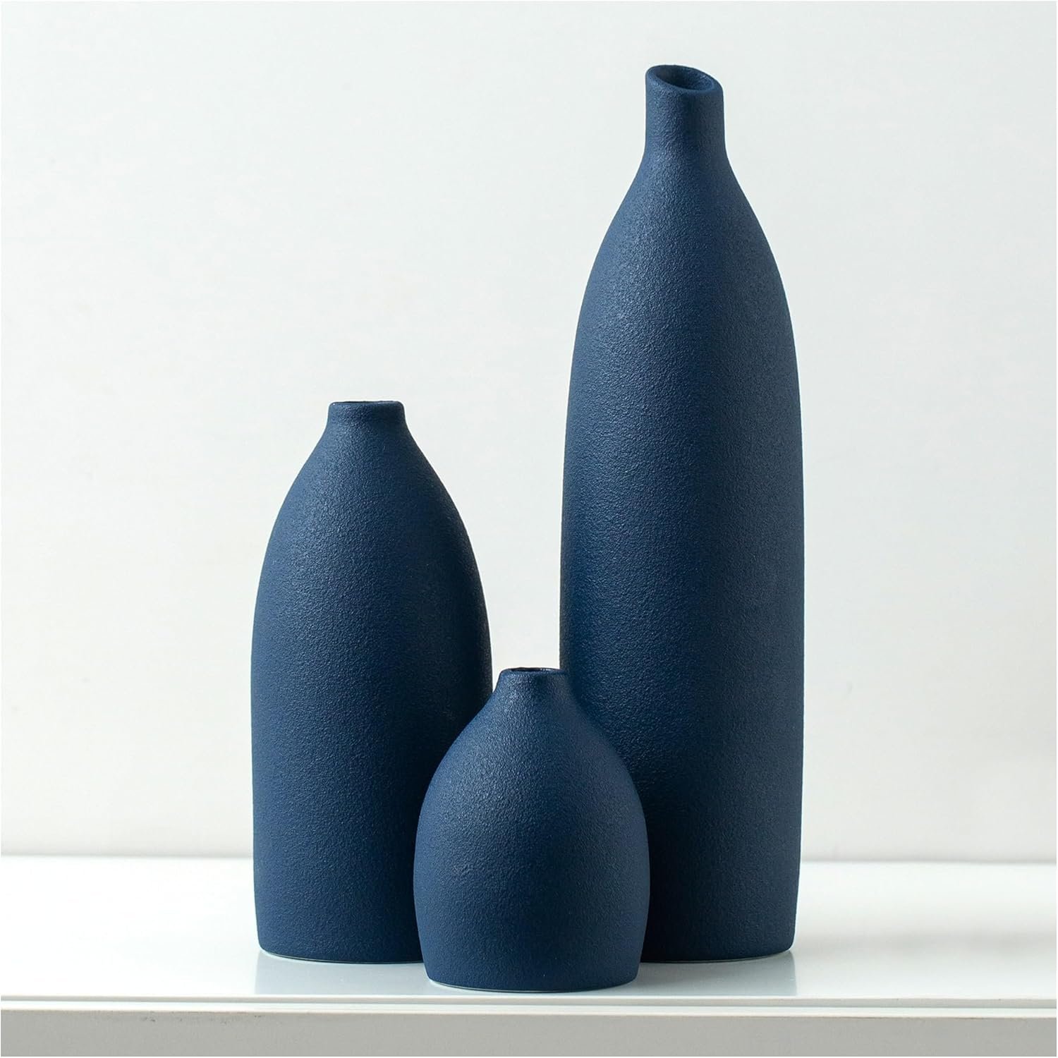 Mdaolv Matte Blue Vase Set Navy Blue Decor Coastal Decor Vases for Kitchen...