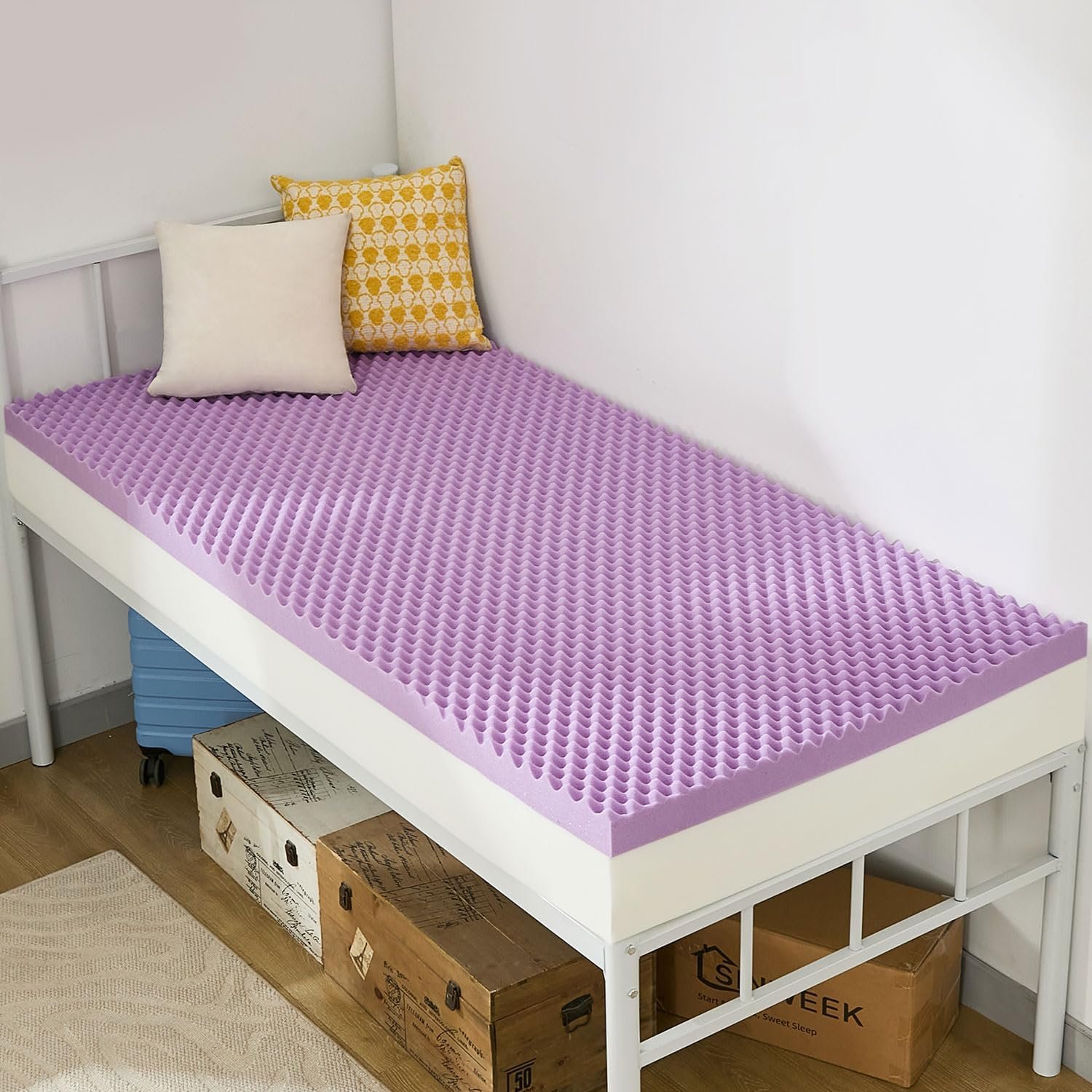 SINWEEK 2 Inch Egg Crate Memory Foam Mattress Topper Twin XL, Twin Extra Long...