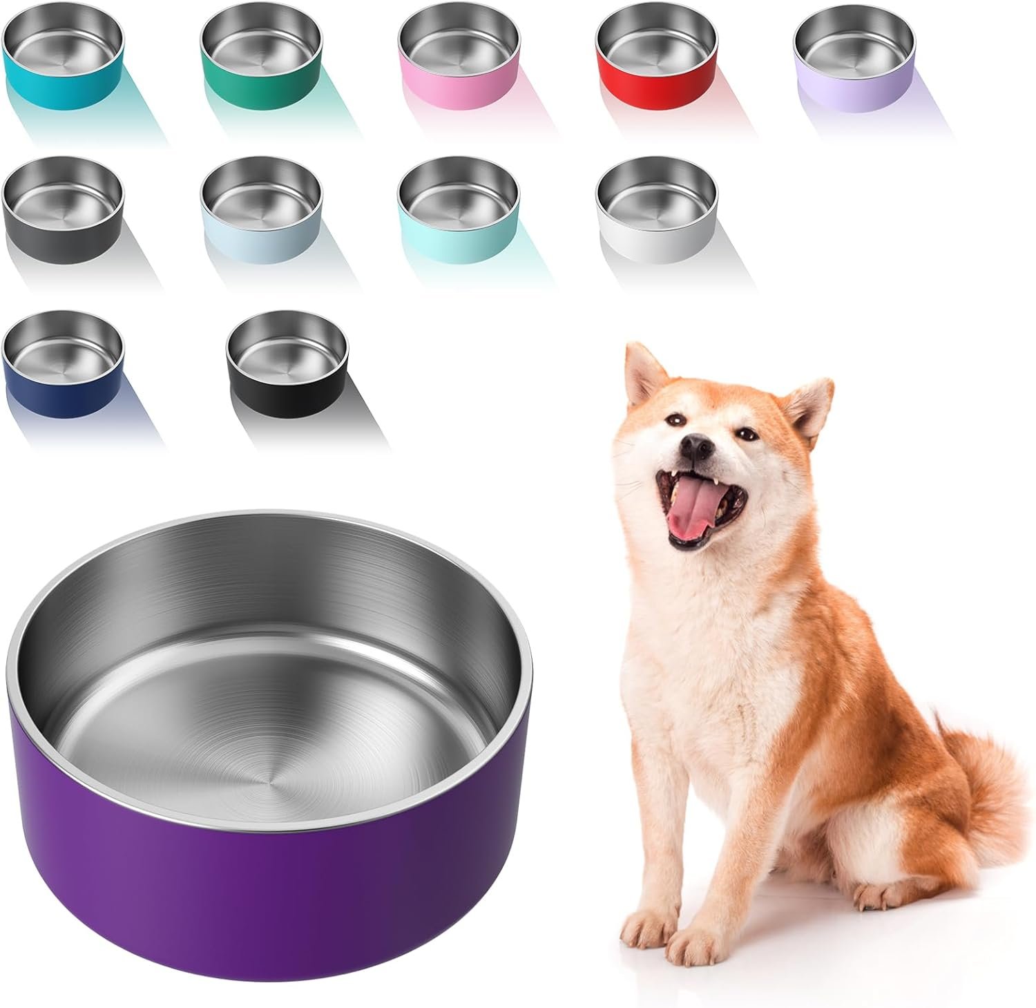 Dog Bowl, Stainless Steel Dog Food and Water Bowl with Non Slip Quiet Bottom,...