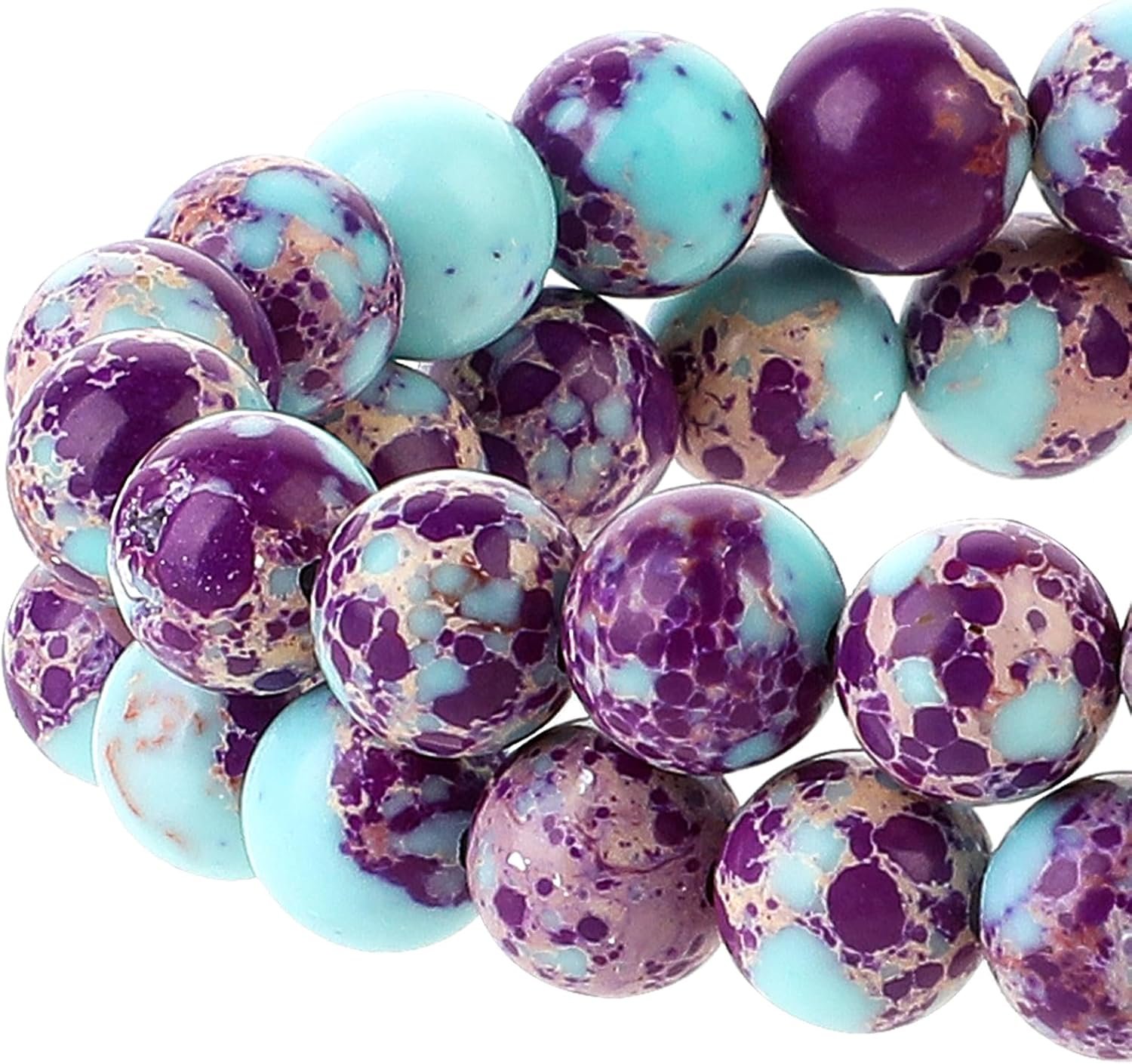 47 Pcs Sea Sediment Imperial Jasper Beads Purple-Blue Jasper Beads 8mm Galaxy...