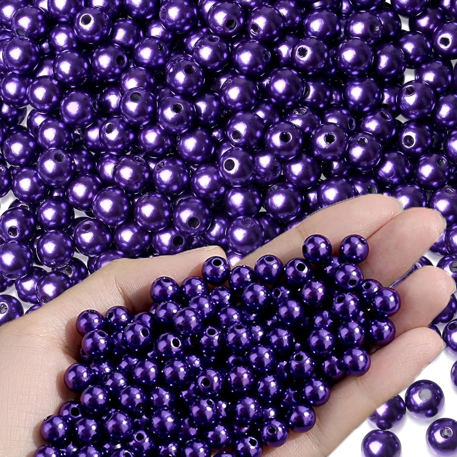XIANNVXI Purple Pearl Beads for Jewelry Making 500Pcs 8mm Purple Round Bead...