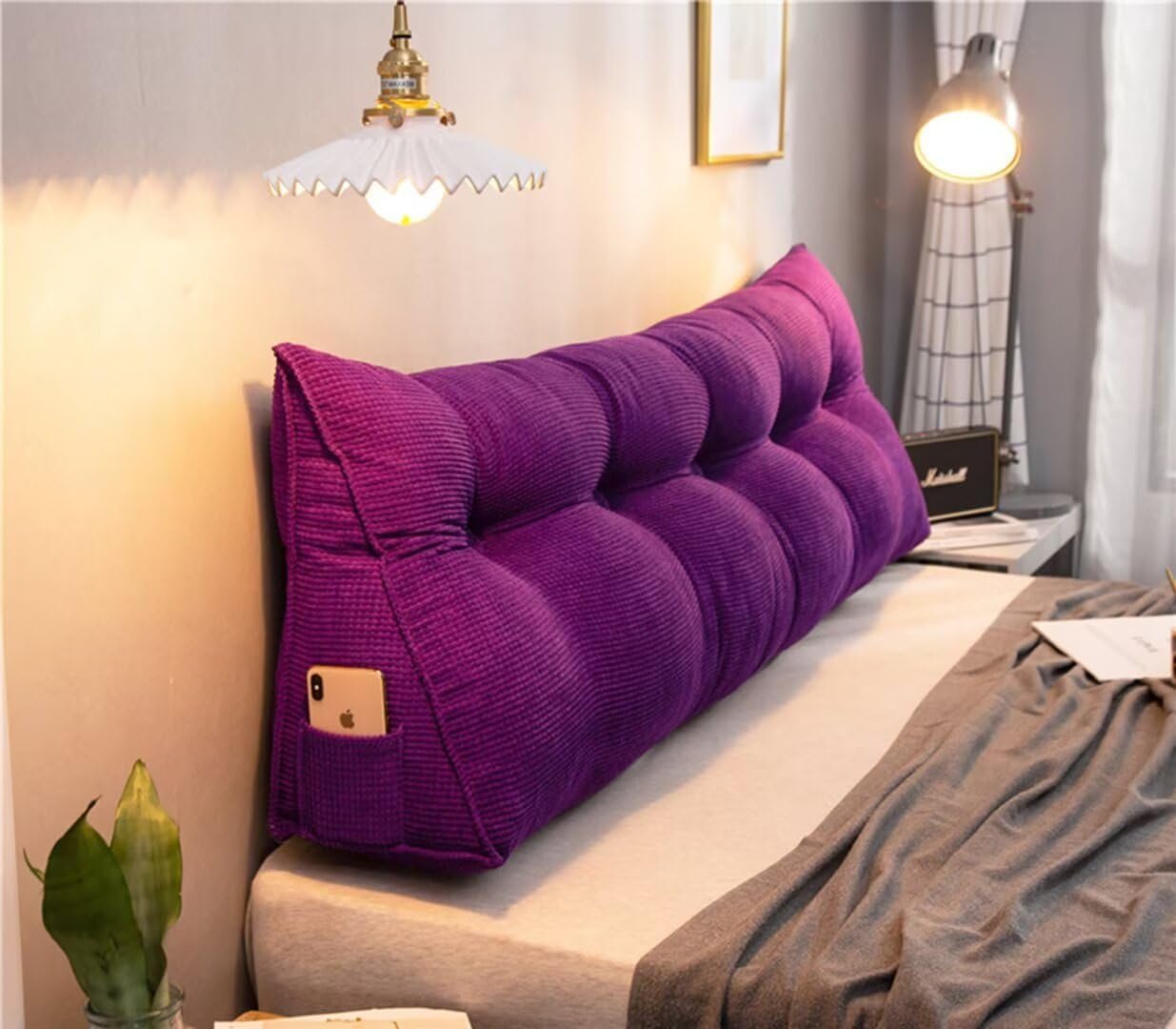 Headboard Pillow Twin XL Dorm Purple Washable Bed Wedge Pillows for Headboard...