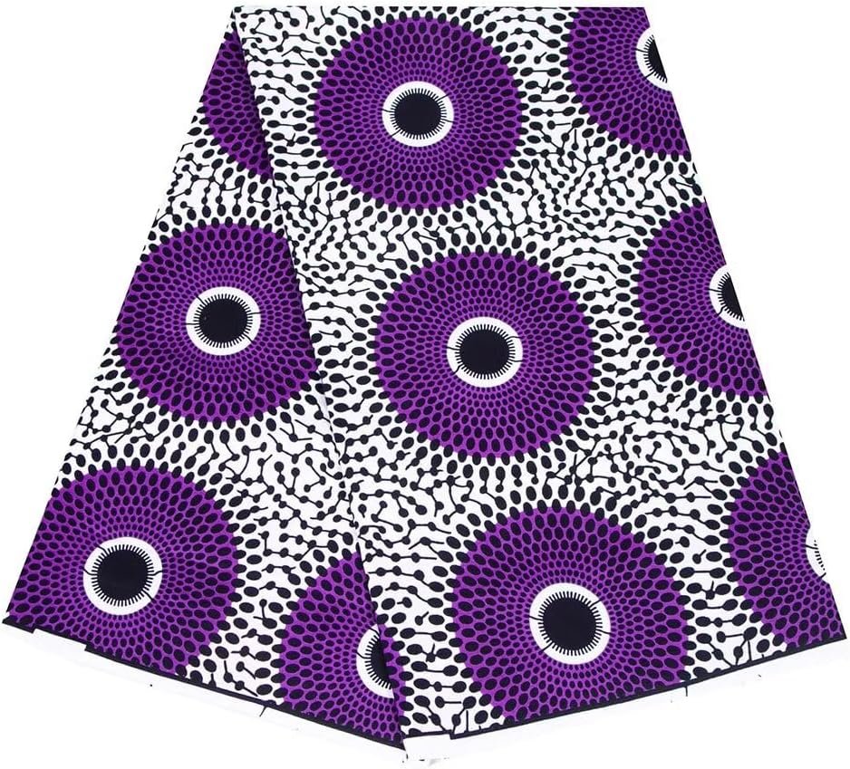 BintaRealWax African Fabric 100% Cotton Purple White African Ankara Print...
