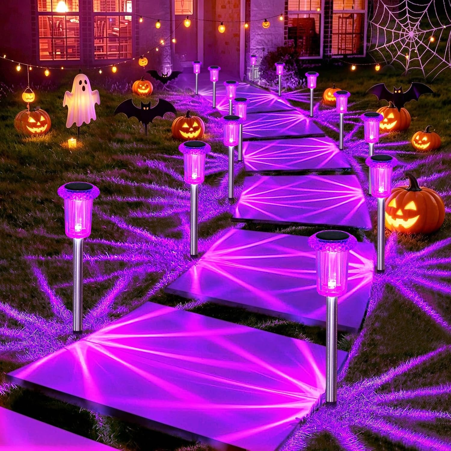 DenicMic Solar Halloween Lights Outdoor 10 Pack Waterproof Outside Lights for...