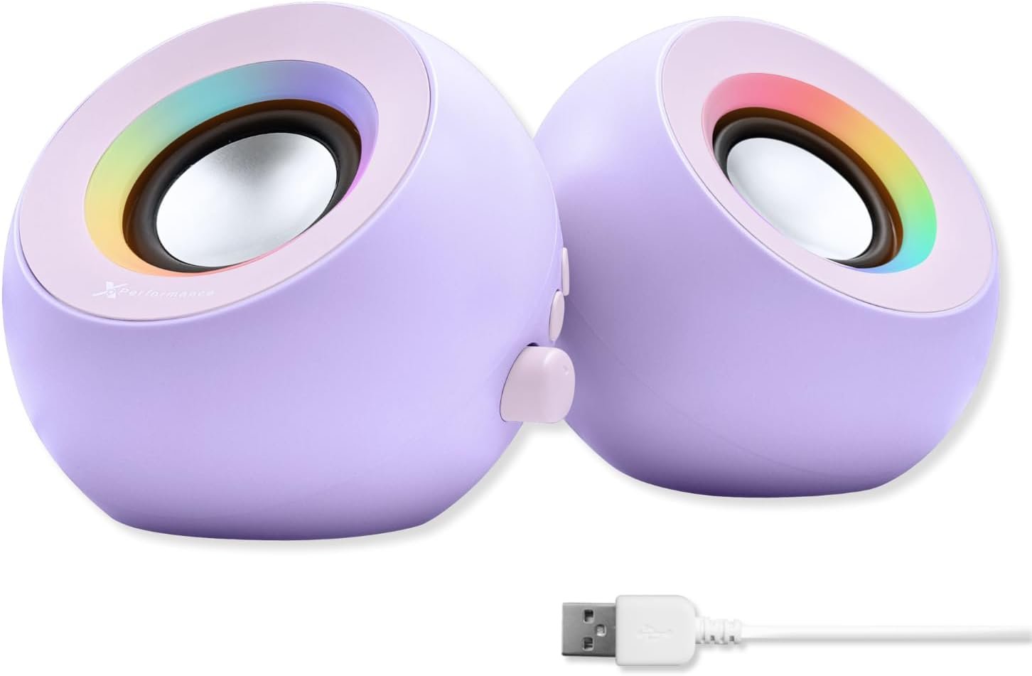 X9 Performance Purple Computer Speakers for Desktop PC with RGB Lighting,...