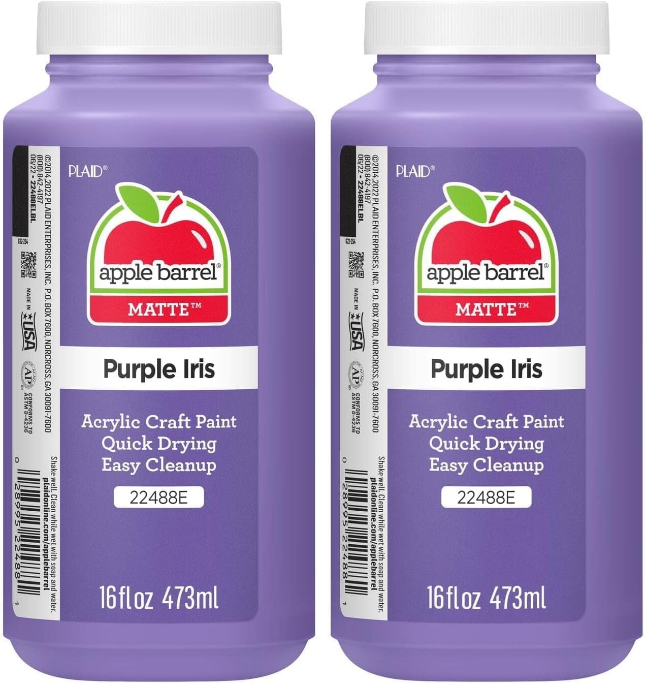 Apple Barrel Acrylic Paint, 16 oz, Purple Iris (Pack of 2)