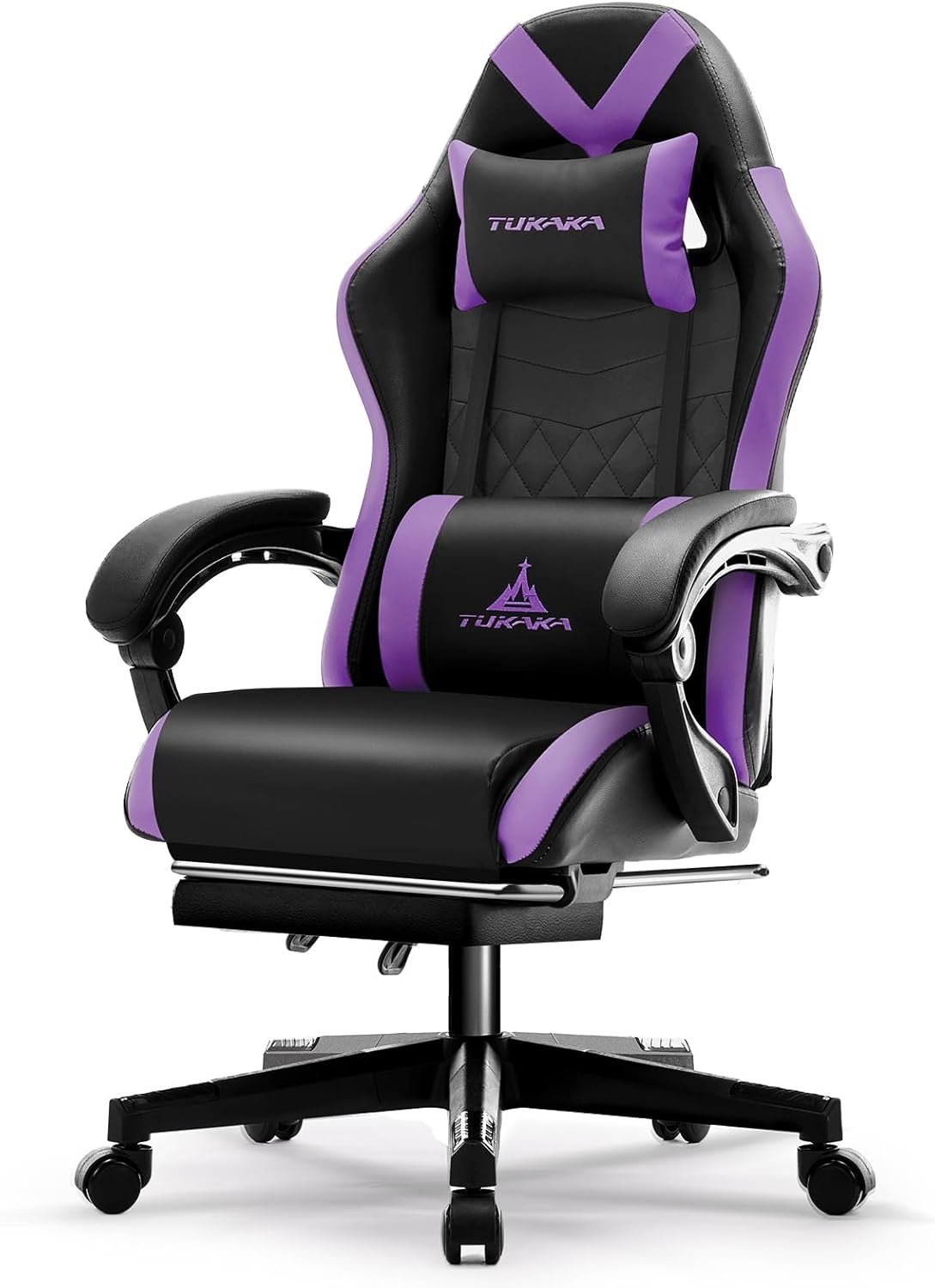 Gaming Chair,Ergonomic Massage Office Chair with Footrest,Purple | Pocket...