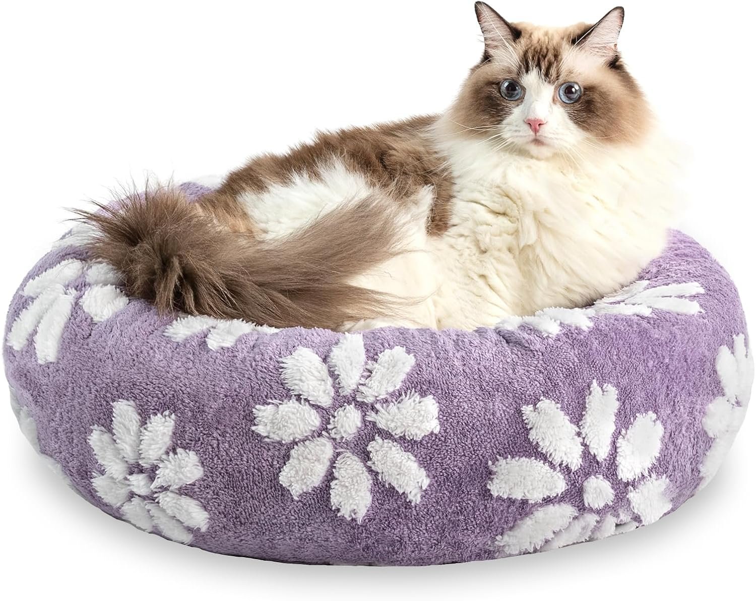 Donut Dog Beds for Small Dogs, Calming Round Cat Beds for Indoor Cats, Cute 3D...
