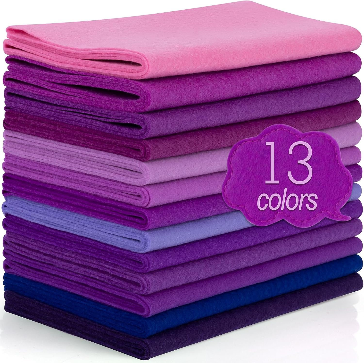 XSEINO 13 Rolls 8"x35" 1.4mm Thick Soft Felt Fabric Sheet 13 Assorted Purple...