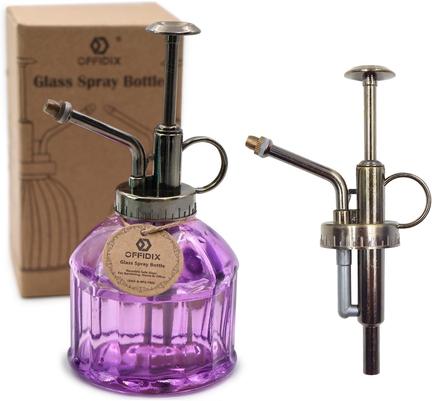 OFFIDIX Glass Watering Spray Bottle,Plant Mister Watering can (Purple)...