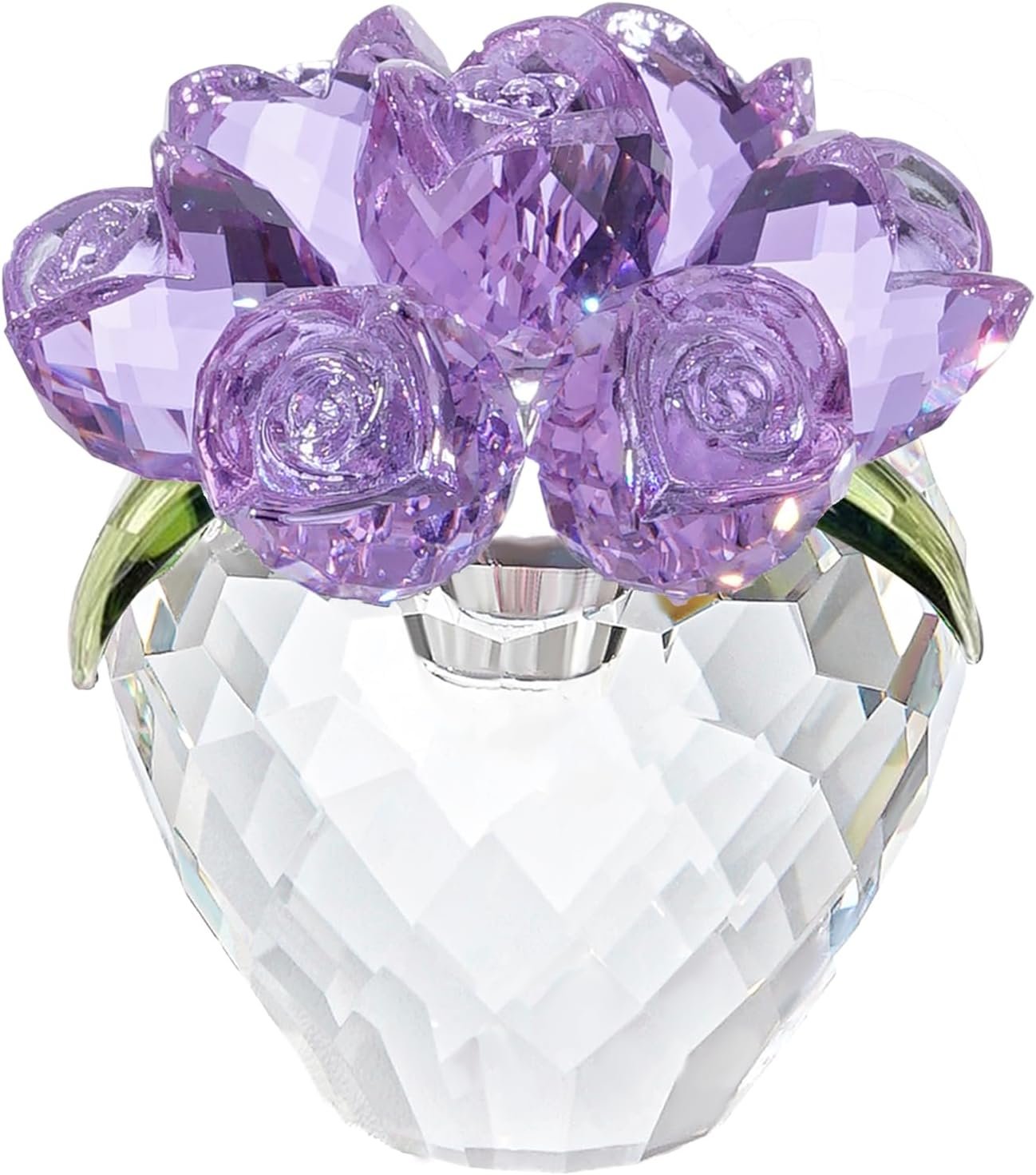 Crystal Purple Rose Figurine Ornament,Rose Flower Gifts for Wife Mom...