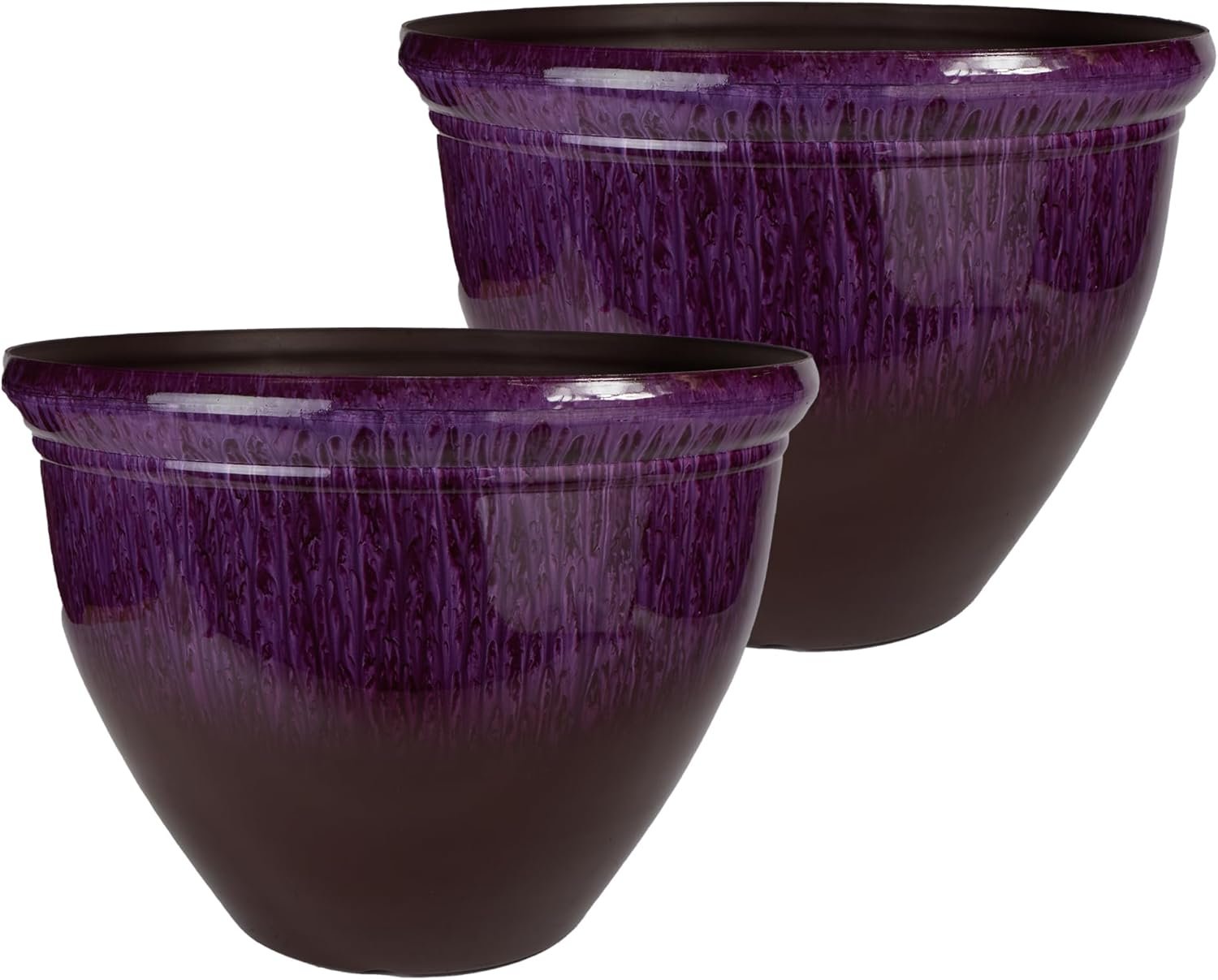 The HC Companies 12 Inch Pizzazz Round Planter Pots with Ceramic Look,...