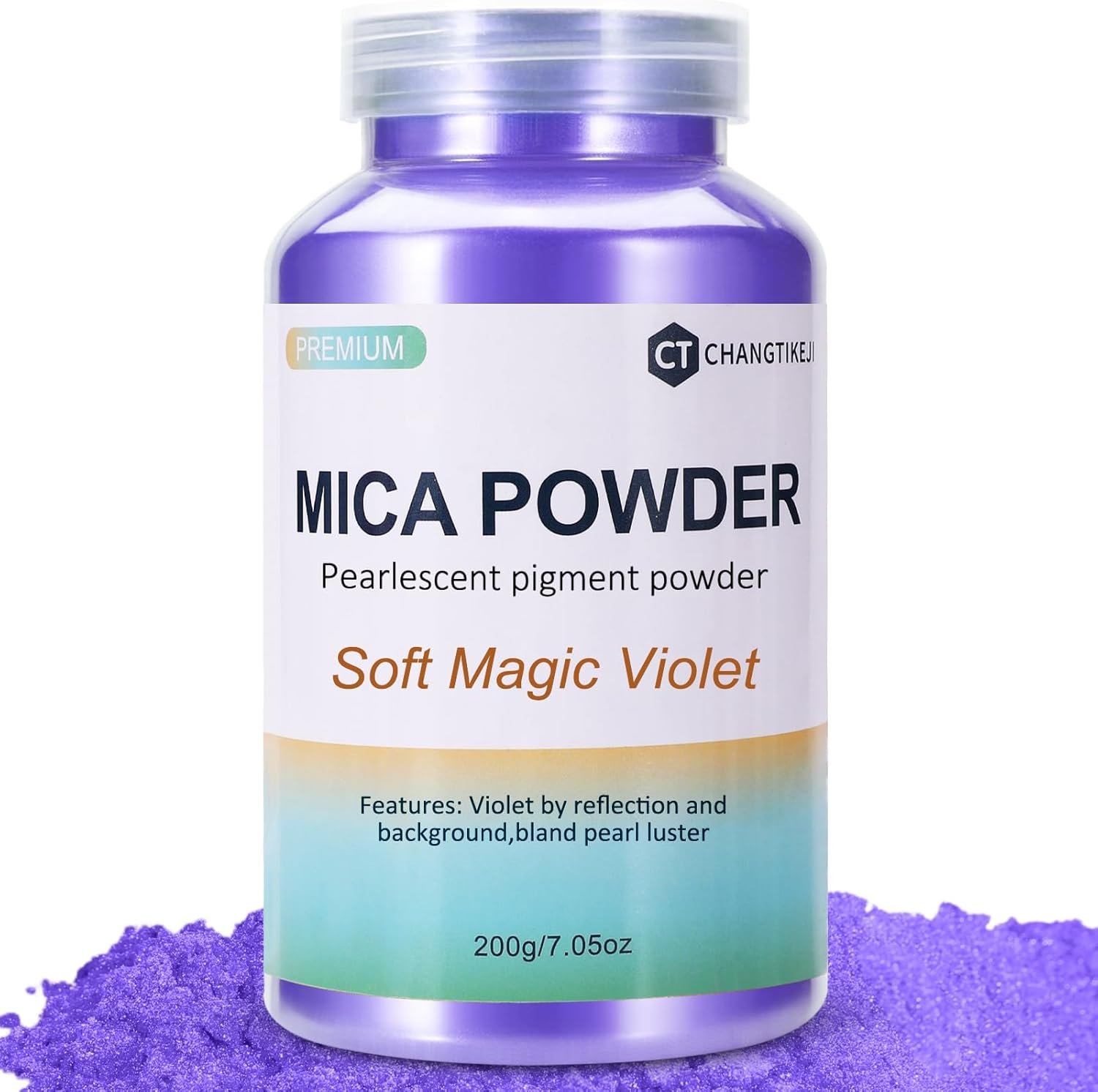 Mica Powder,200g/7.30oz Large Jar,Soft Magic Violet Mica Powder Pigment for...
