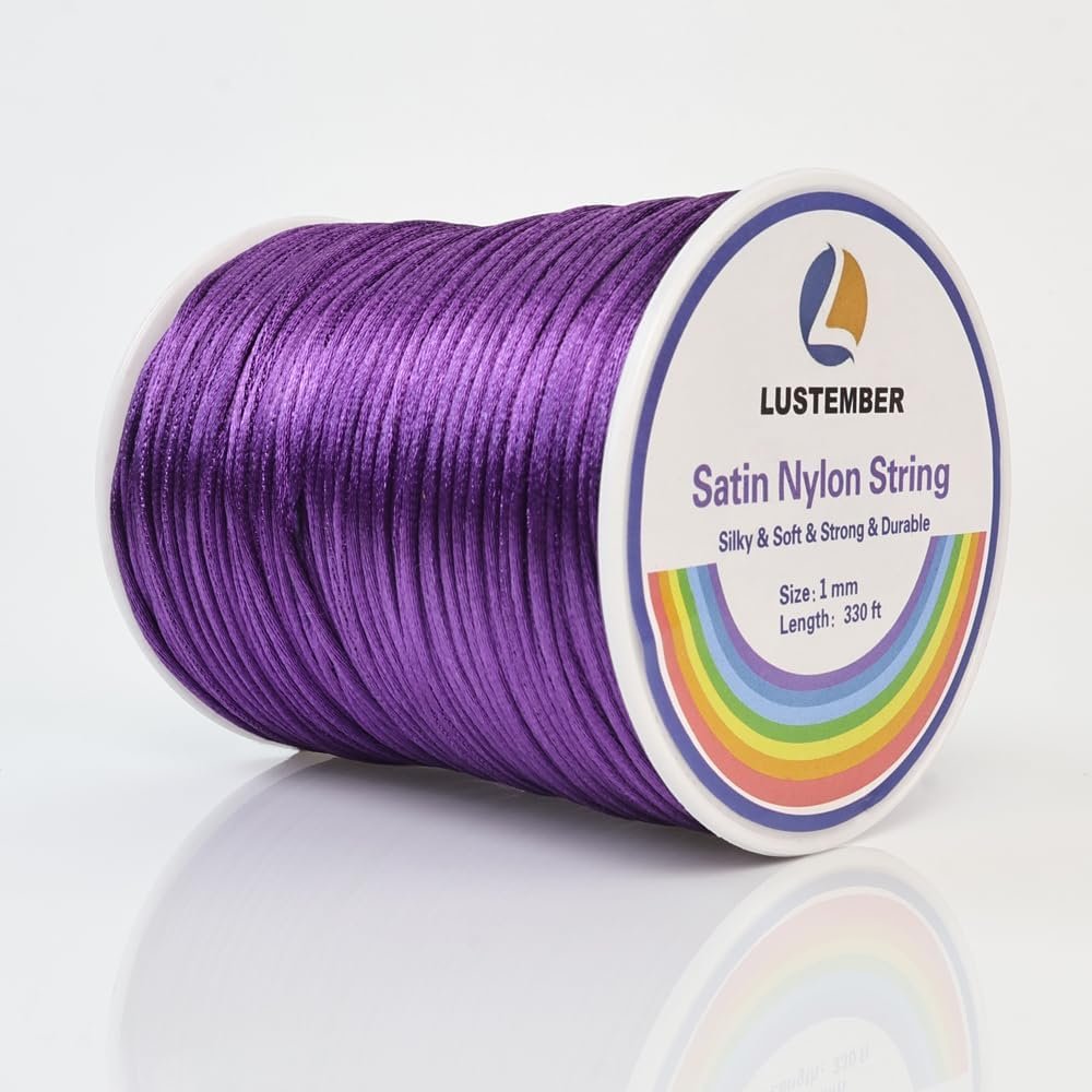 LUSTEMBER 330 Feet Satin Nylon String, 1 mm Silky Smooth Durable Nylon Cord for...