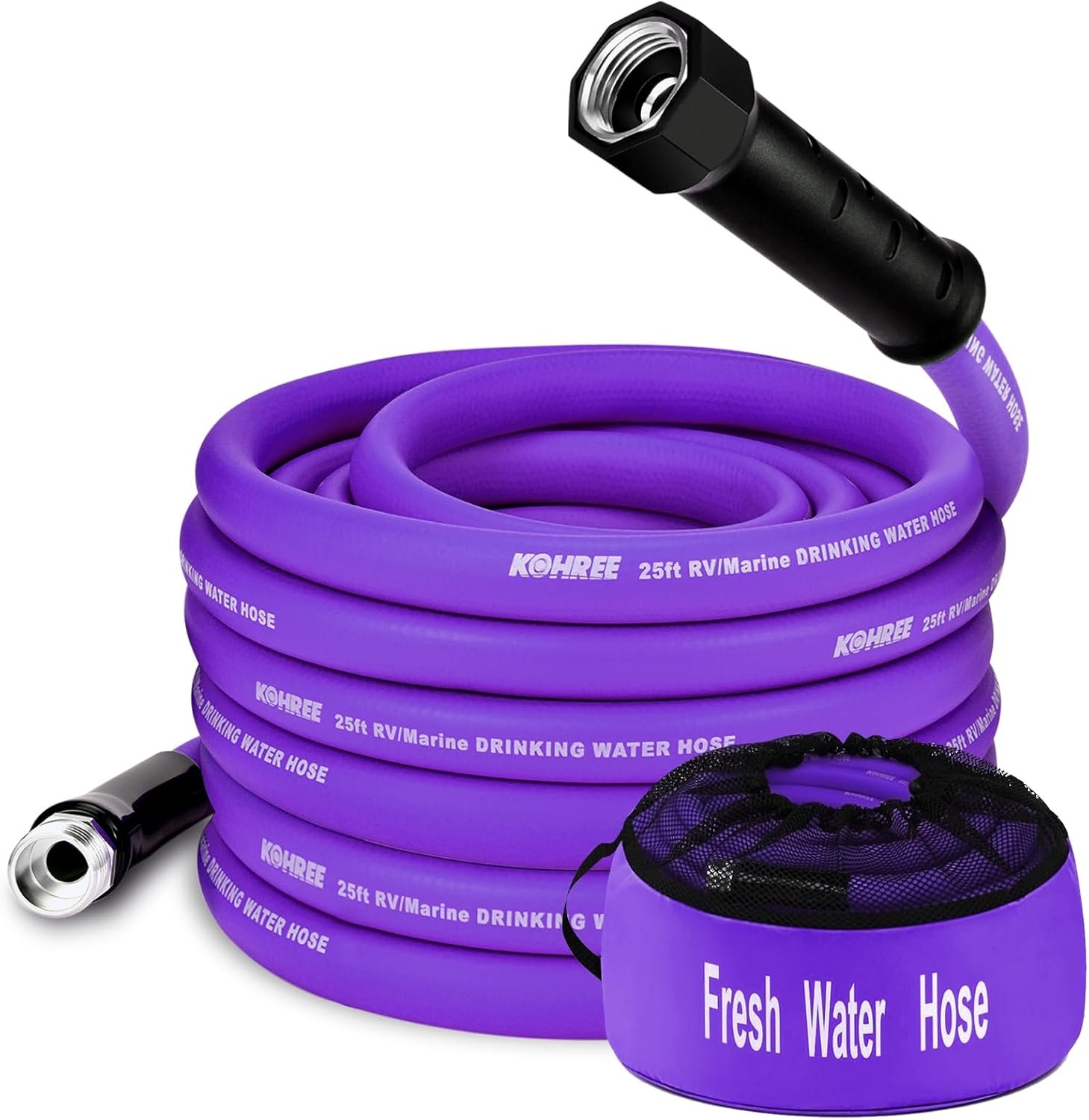 Kohree 25FT RV Water Hose with Storage Bag, 5/8'' Premium Drinking Water Hose,...