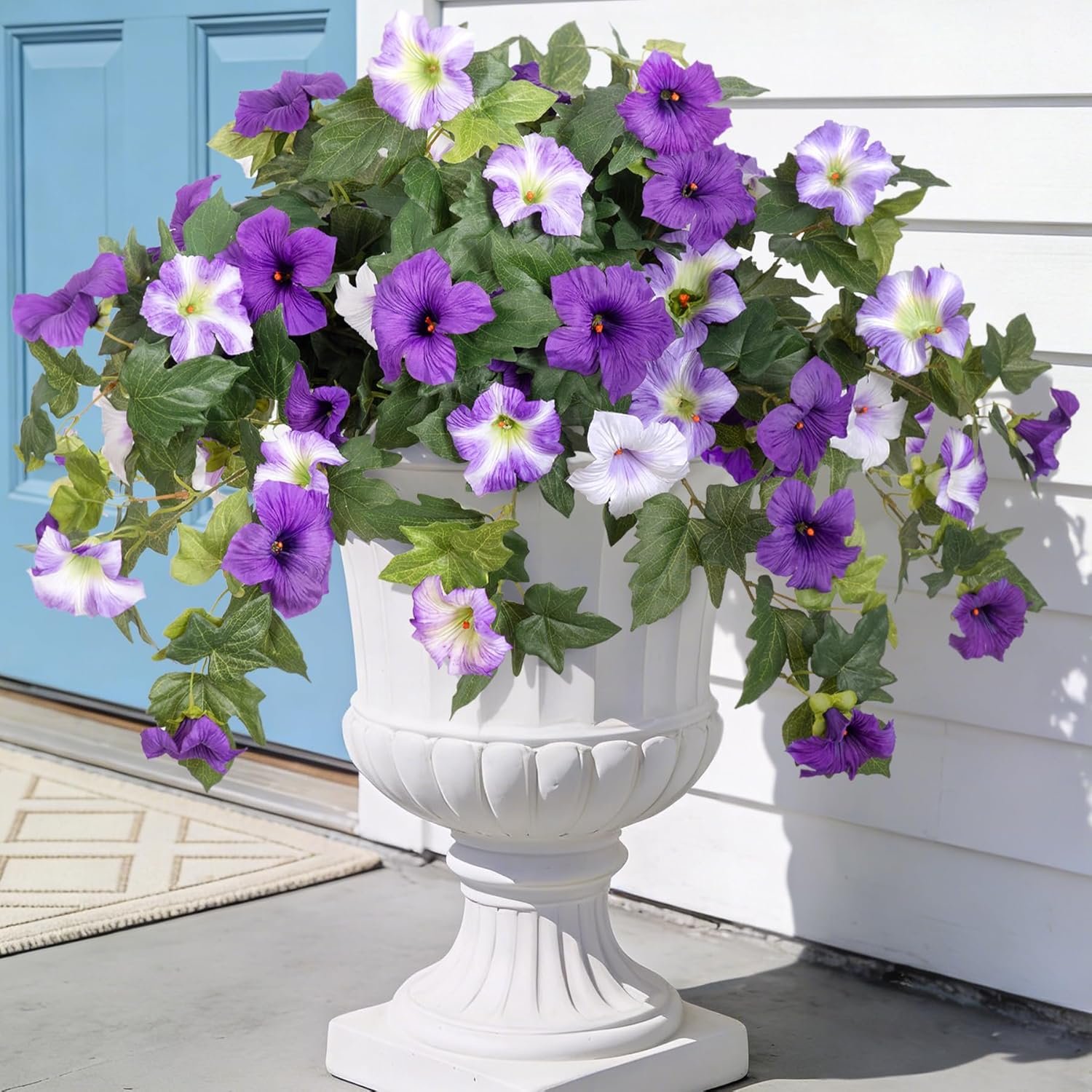 Ammyoo Artificial Fake Flowers Plants for Outdoor Decoration, 2PCS Faux...