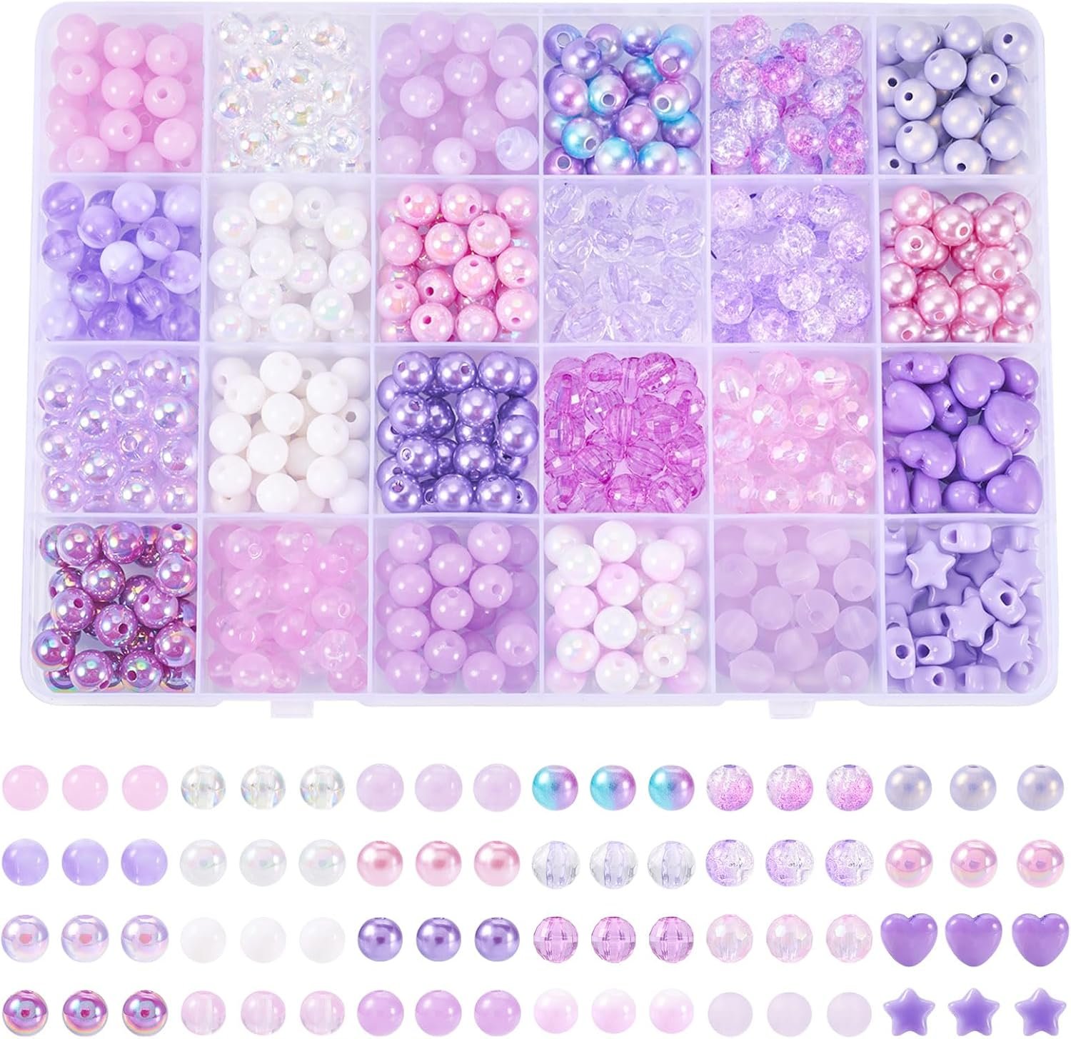 Pandahall 593pcs 8mm Acrylic Purple Beads for Bracelet Making, Mermaid Purple...