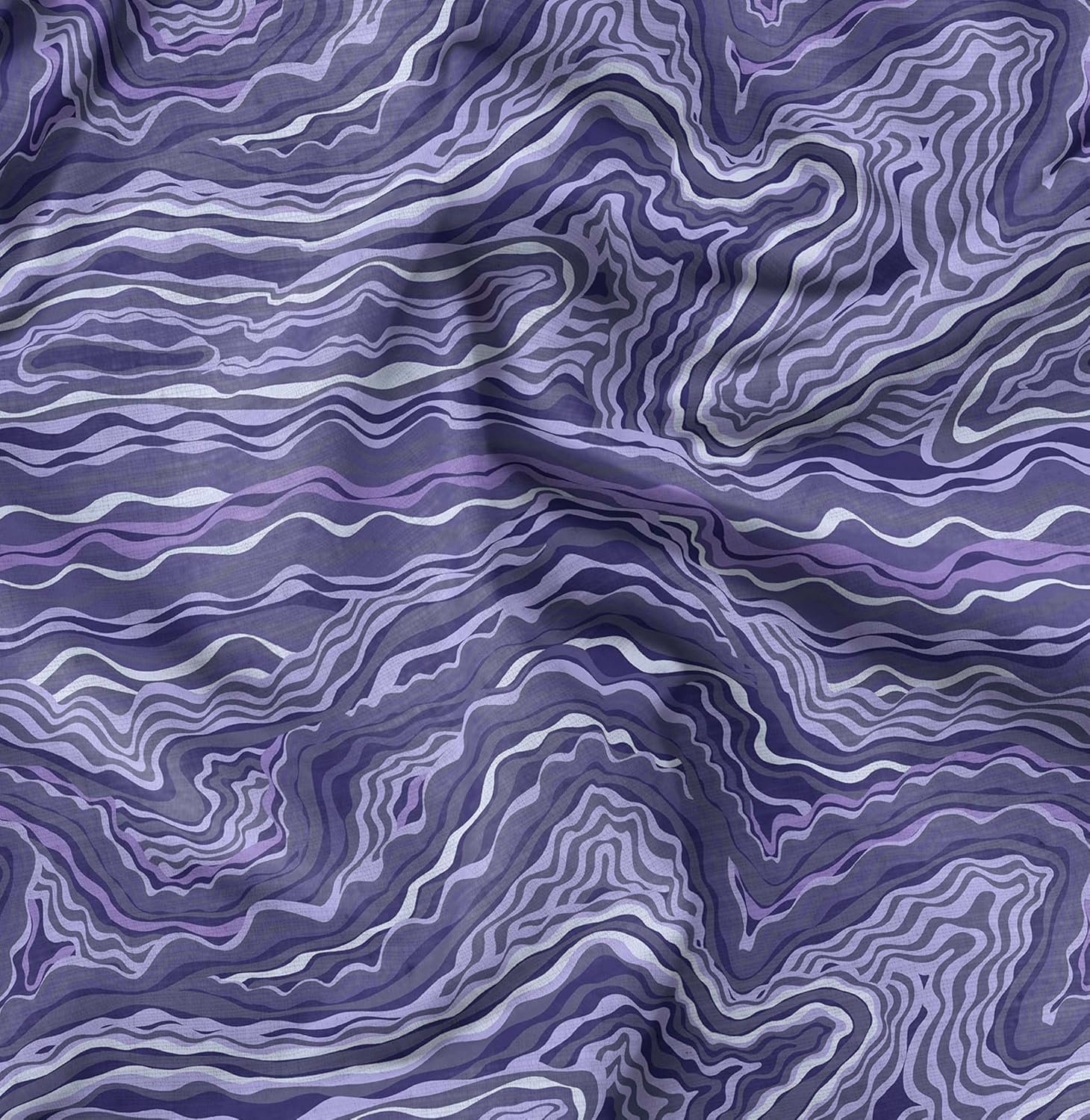 Soimoi Luxurious 58" Wide Purple - Abstract Printed, Cotton Jersey Fabric -...
