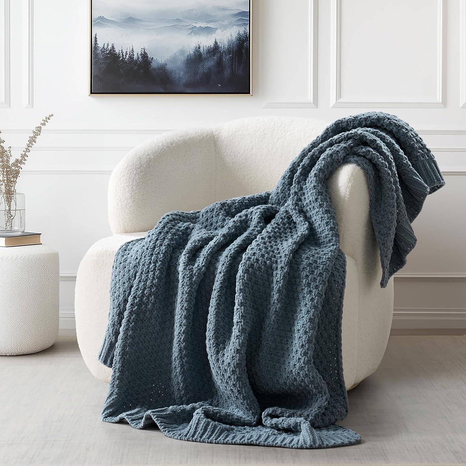 EVERGRACEHOME Chunky Chenille Knit Throw Blanket for Couch, Soft Luxurious Moss...