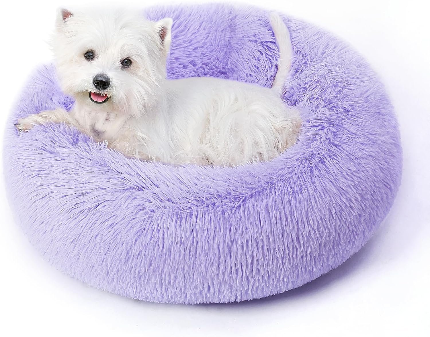 Calming Round Dog Bed & Cat Bed for Indoor Cats, Medium Size Washable Anti-Slip...
