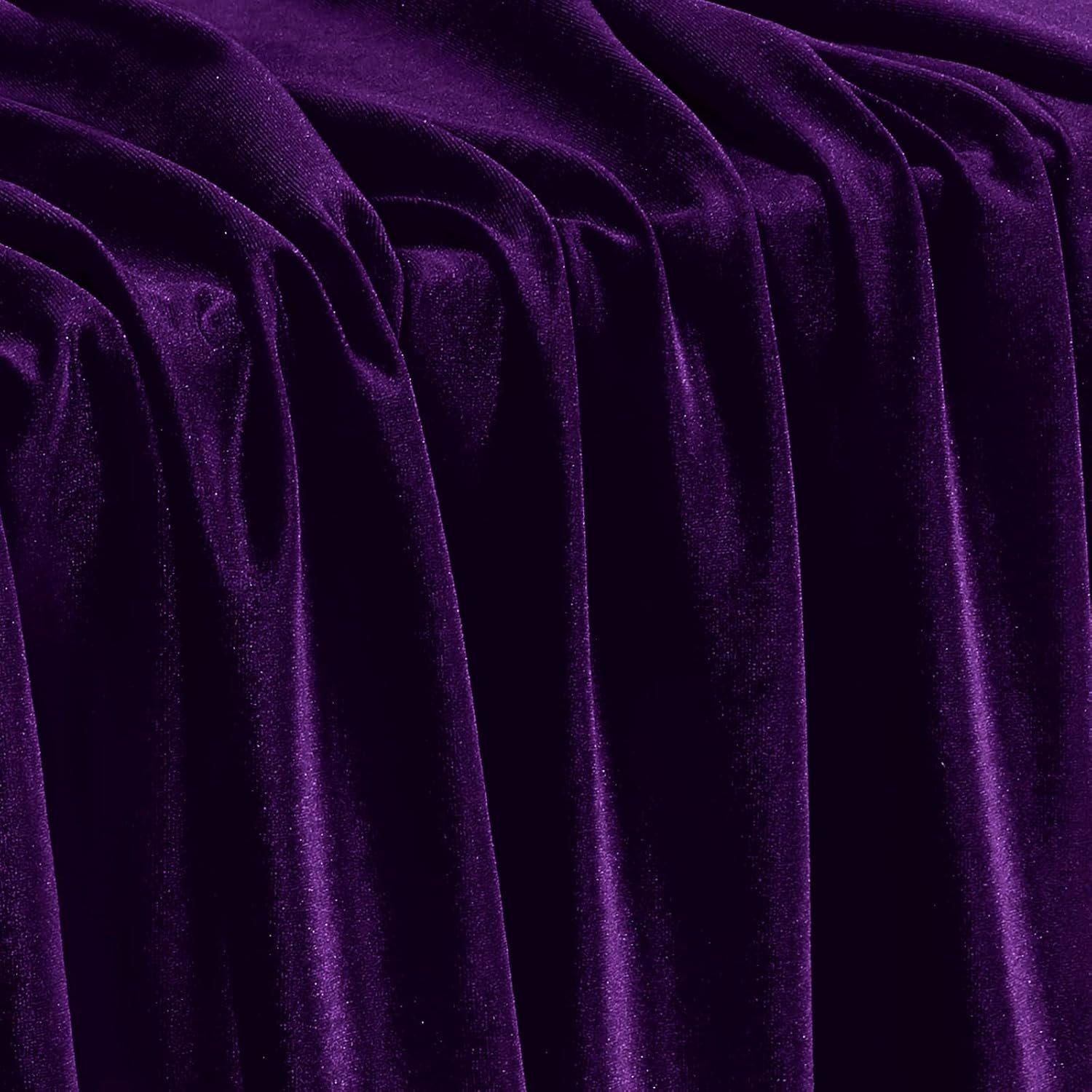 KKJIAF Dark Purple Stretch Velvet Fabric 60 Inch Wide, 1 Yard Soft Stretchy...