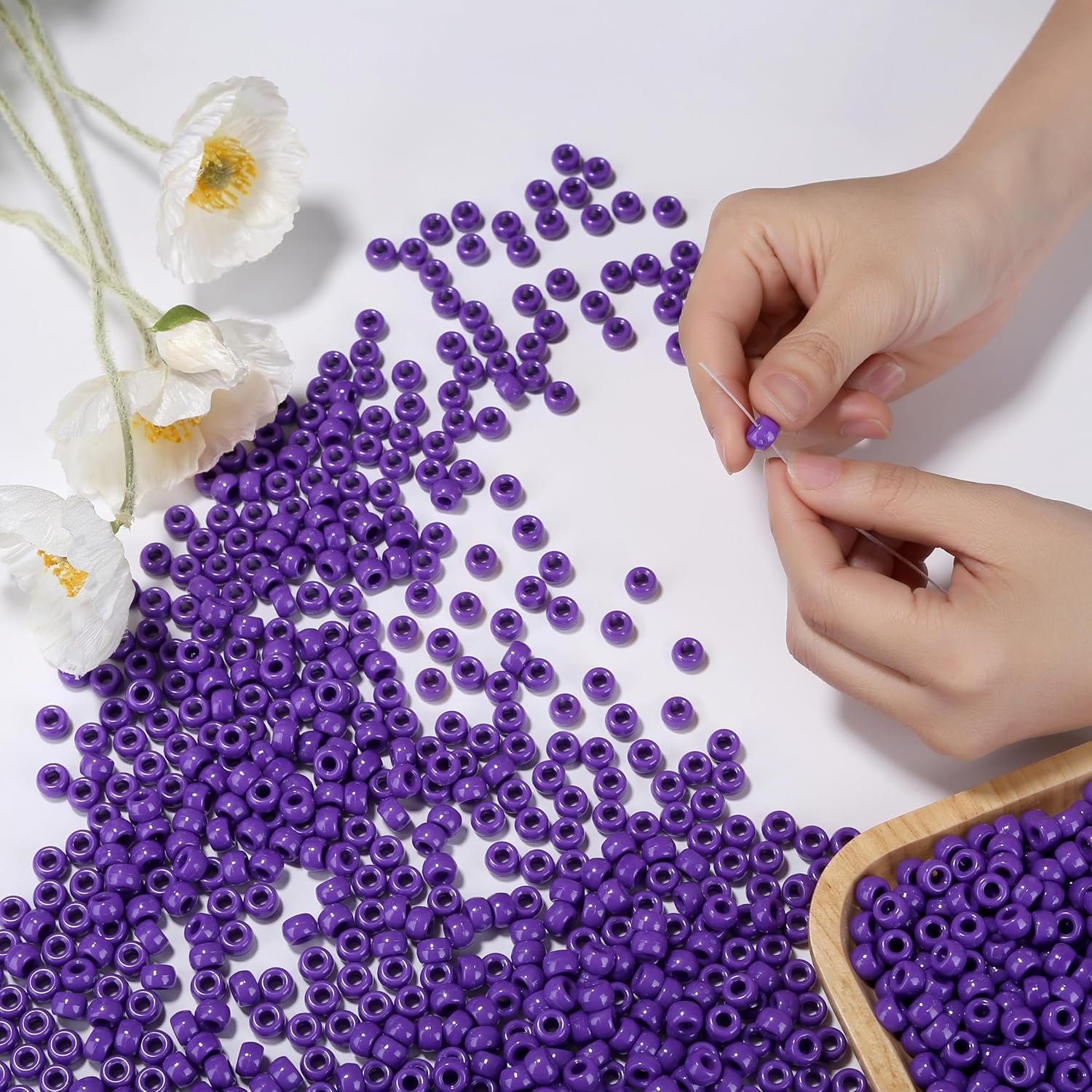 Purple Pony Beads 1000Pcs | 9mm Pony Beads Bulk Purple Beads for Friendship...
