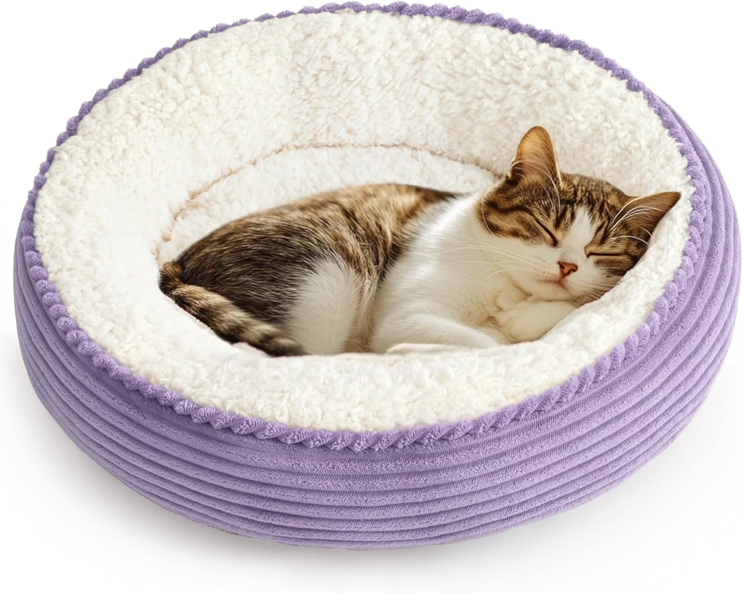 Love's cabin Round Donut Cat and Dog Cushion Bed, 20in Pet Bed for Cats or...