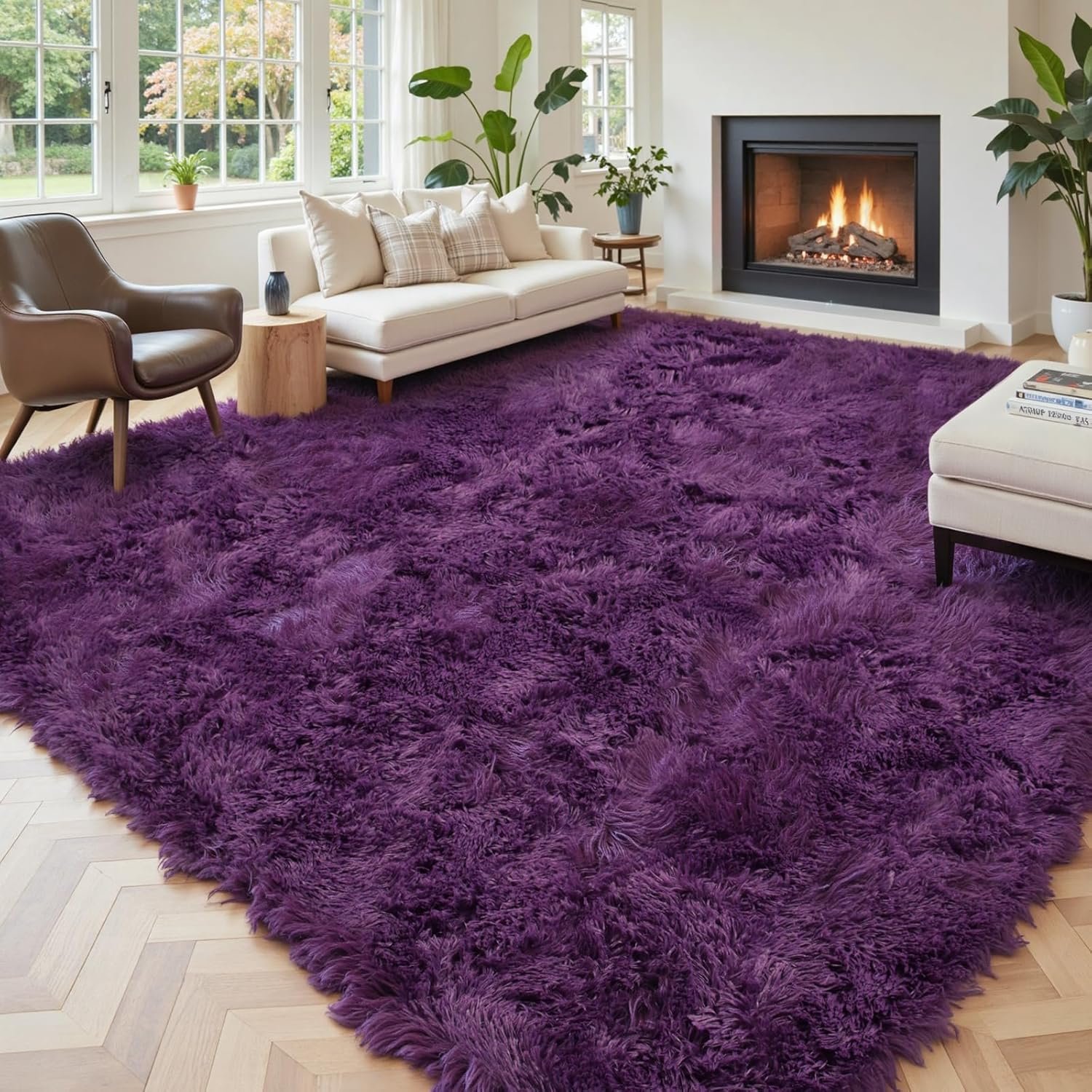 Area Rugs 10x14 Living Room, Shaggy Carpet Soft Plush Furry Bedside Rug Large...