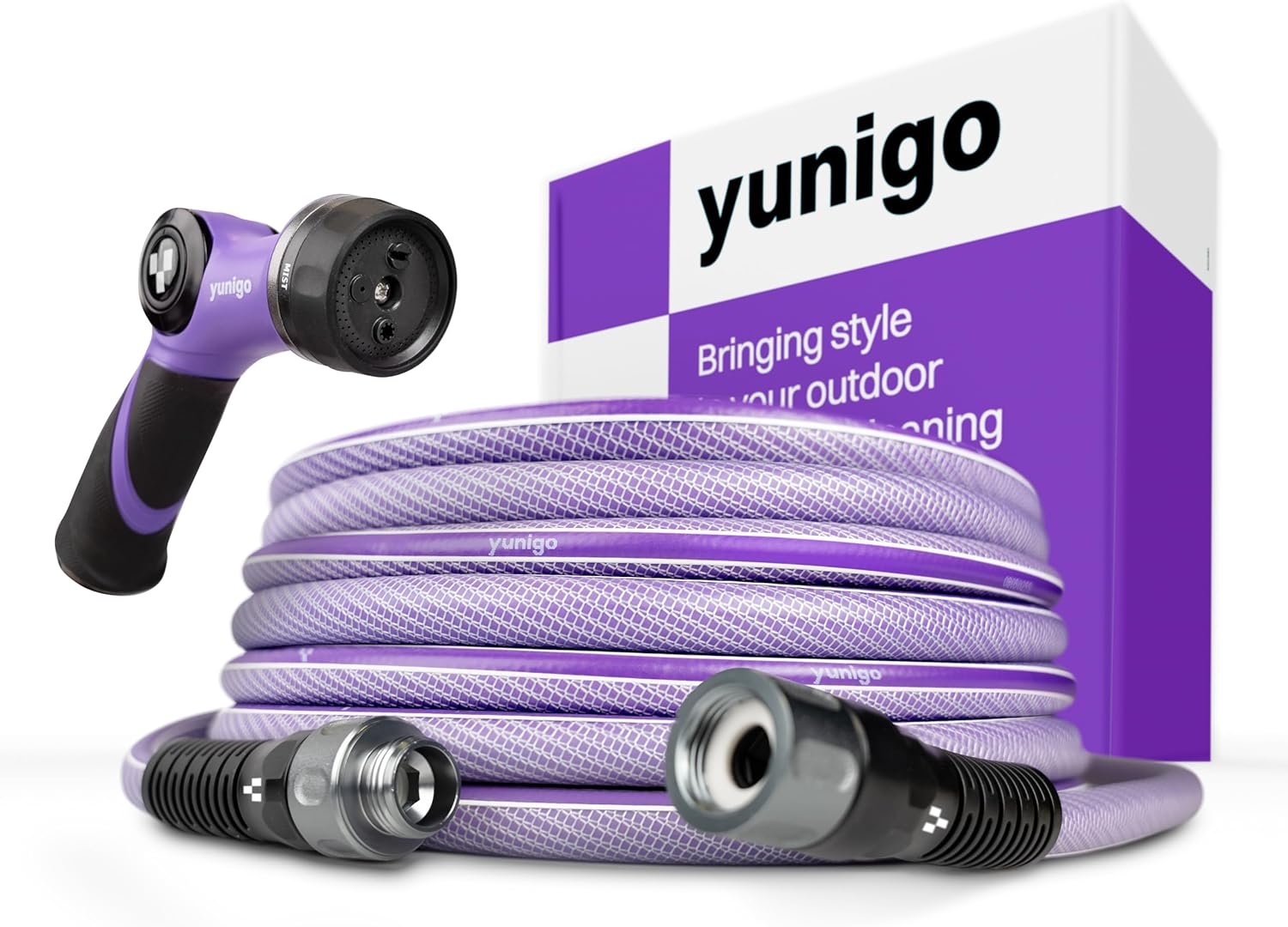 ESSENCE 5/8" 75ft Hybrid Purple Garden Hose – No-Kink Abrasion-Resistant with...