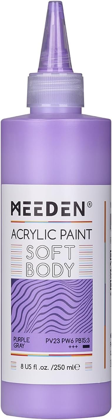 MEEDEN Purple Gray Acrylic Paint: Matte Finish - 250ml/8.45oz Soft Body Bulk...