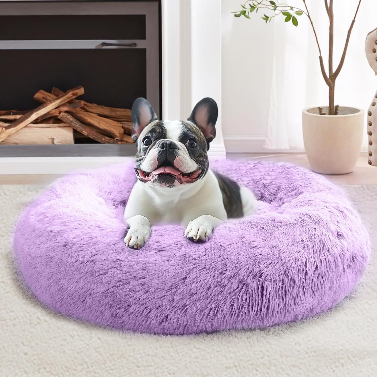 JOLLYVOGUE Calming Small Dog & Cat Bed for Indoor Cats - 20 inches Washable...