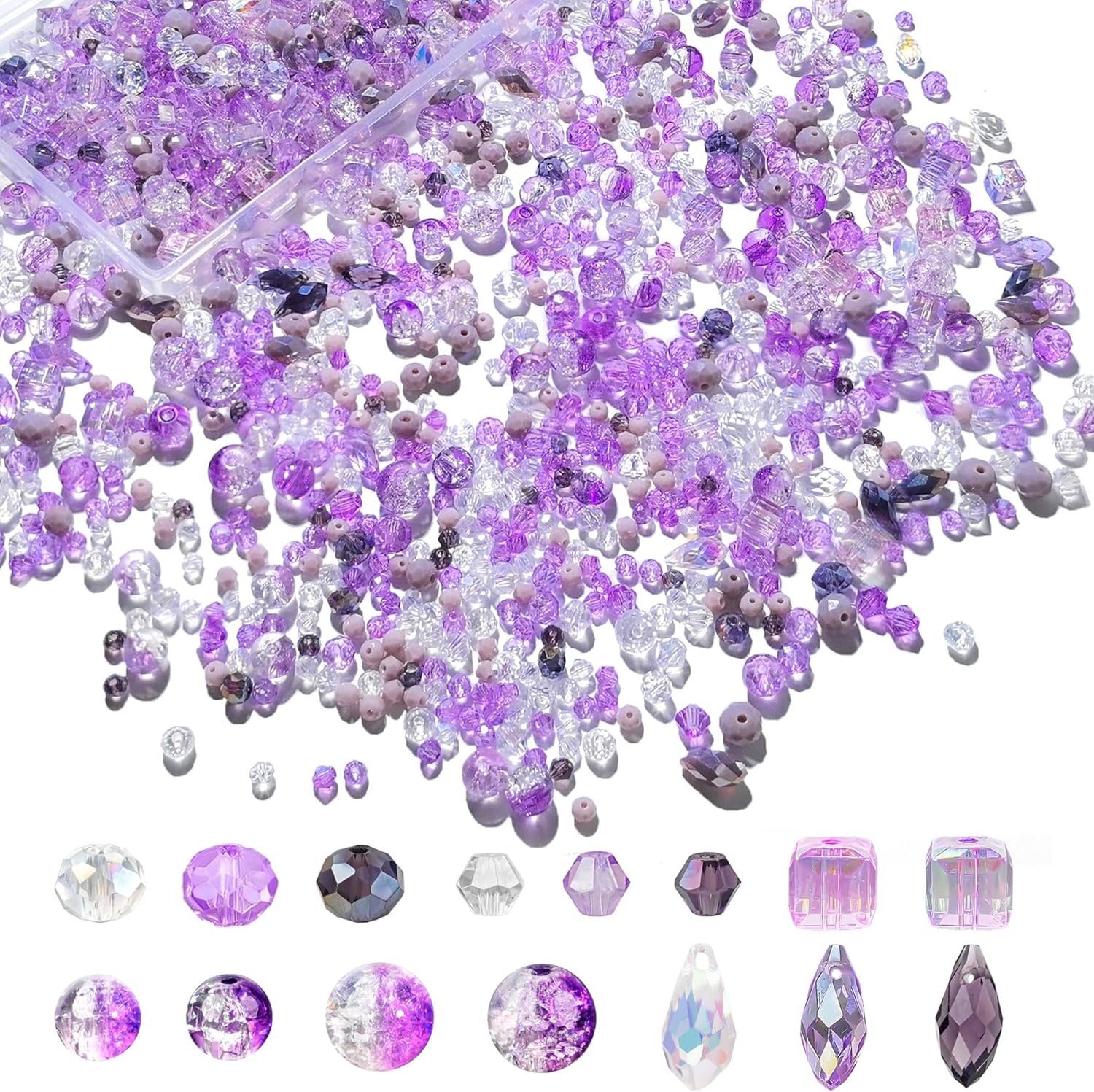 1000pcs Glass Beads for Jewelry Making Colorful Rainbow Craft Crystal Beads...