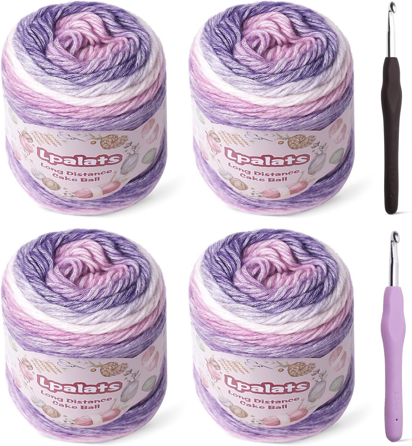 Ombre Yarn for Crocheting - 4x100g Soft 60% Cotton 40% Acrylic Yarn - 962 Yds...