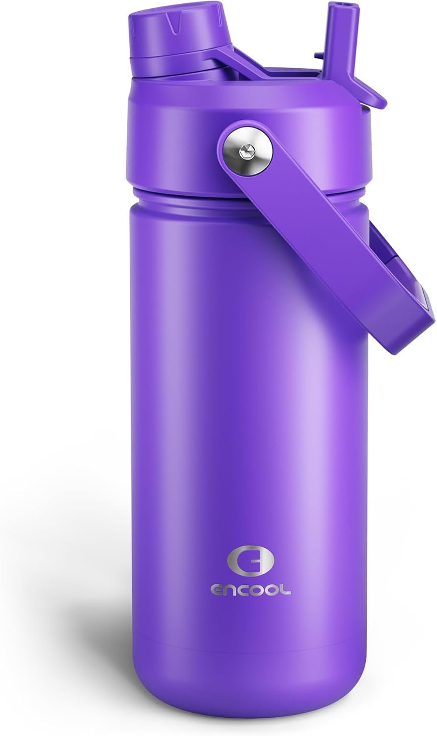ENCOOL Insulated Water Bottle with Straw Stainless Steel Water Bottle,...